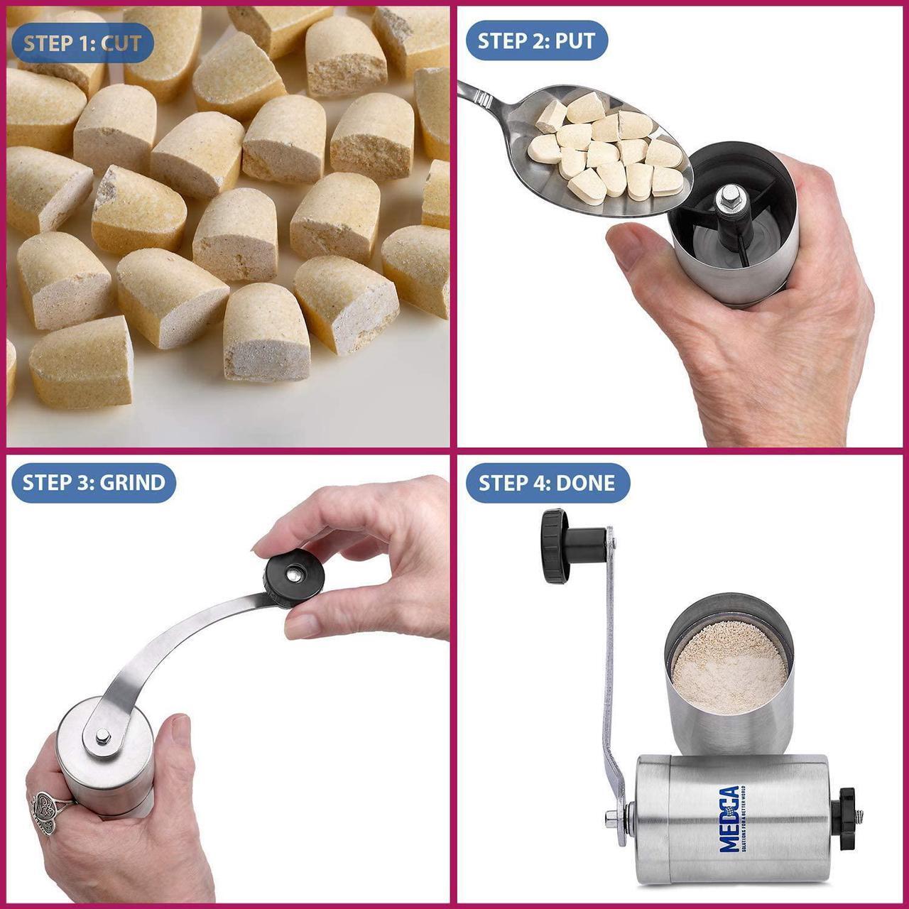 Alt view image 6 of 7 - Best Pill Grinder - Top Choice Pro Pill Mill Crusher and Cutter That Grinds Your Pills and Tablets to Help Make Taking Medication and Supplements Easier, Manual Stainless Steel Design