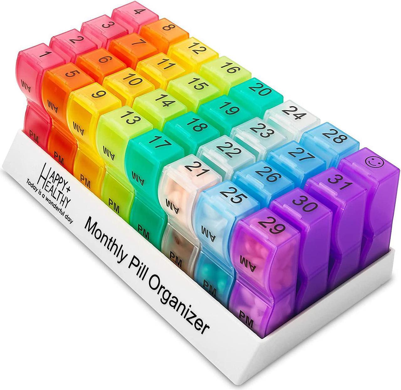 Main image of Monthly Pill Organizer - Am/Pm Daily Pill Organizer 32 Compartments for Each Day, Pill Dispenser and Dispenser Caddy That Helps You Organize Your Life, Perfect for Supplements and Medication by MEDca