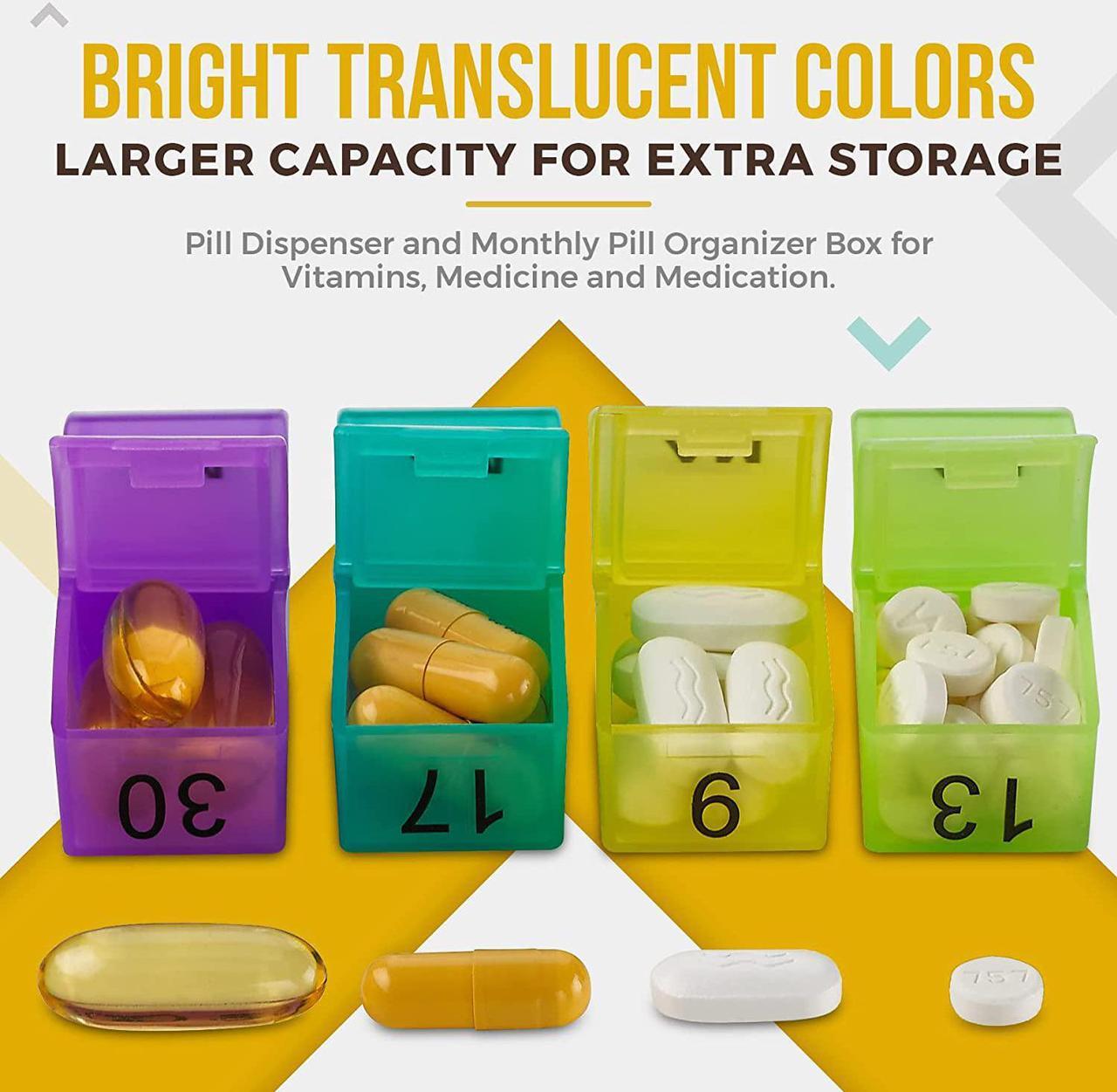 Alt view image 2 of 7 - Monthly Pill Organizer - Am/Pm Daily Pill Organizer 32 Compartments for Each Day, Pill Dispenser and Dispenser Caddy That Helps You Organize Your Life, Perfect for Supplements and Medication by MEDca