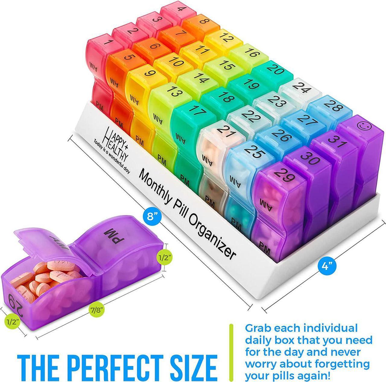 Alt view image 5 of 7 - Monthly Pill Organizer - Am/Pm Daily Pill Organizer 32 Compartments for Each Day, Pill Dispenser and Dispenser Caddy That Helps You Organize Your Life, Perfect for Supplements and Medication by MEDca