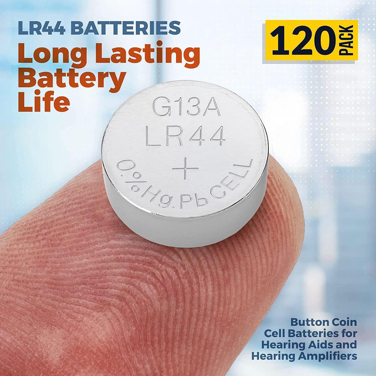 Alt view image 2 of 7 - MEDca LR44 Batteries 120 Count P/k 1.5V Alkaline Hearing Aids Amplifiers