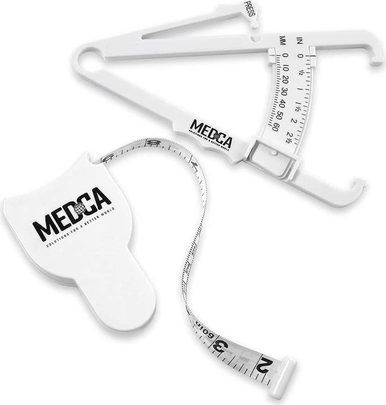 Alt view image 2 of 7 - Body Fat Caliper and Measuring Tape for Body - Skinfold Calipers and Body Fat Tape Measure Tool for Accurately Measuring BMI Skin Fold Fitness and Weight-Loss (White)