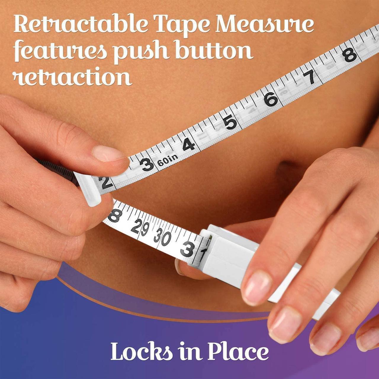 Alt view image 4 of 7 - Body Fat Caliper and Measuring Tape for Body - Skinfold Calipers and Body Fat Tape Measure Tool for Accurately Measuring BMI Skin Fold Fitness and Weight-Loss (White)