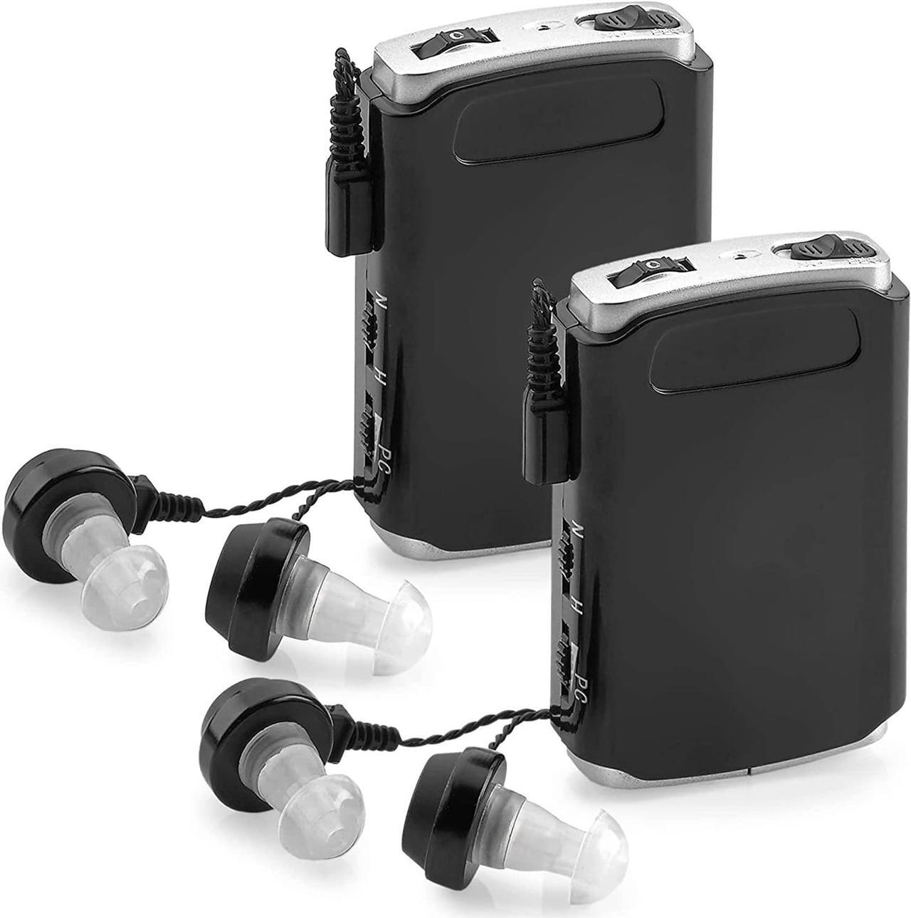 Main image of Rechargeable Personal Sound Amplifier - Pack of 2, Lightweight Compact Pocket Sounds Voice Enhancer Audio Hearing Device w/Background Noise Reduction Digital Hearing for Adults and Seniors