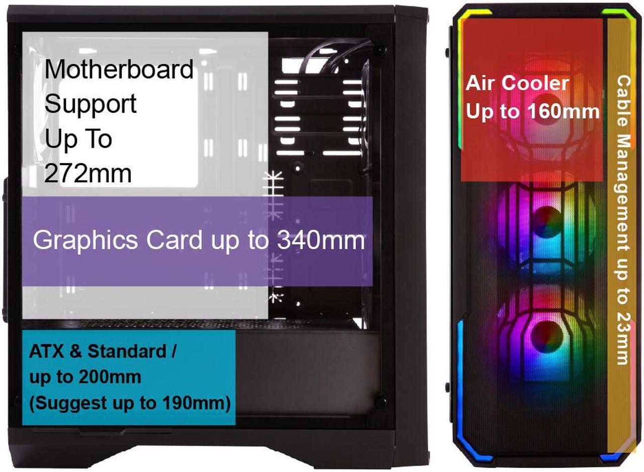 Alt view image 7 of 9 - Bitfenix Enso Mesh Case Black ARGB Edition, Mesh Front Panel, Tempered Glass Window Side Panel, ATX/Micro ATX/Mini ITX Form Factor, 4 x 3 pin 5V ARGB Fans Pre-installed, BFC-ESM-150-KKWGK-4A