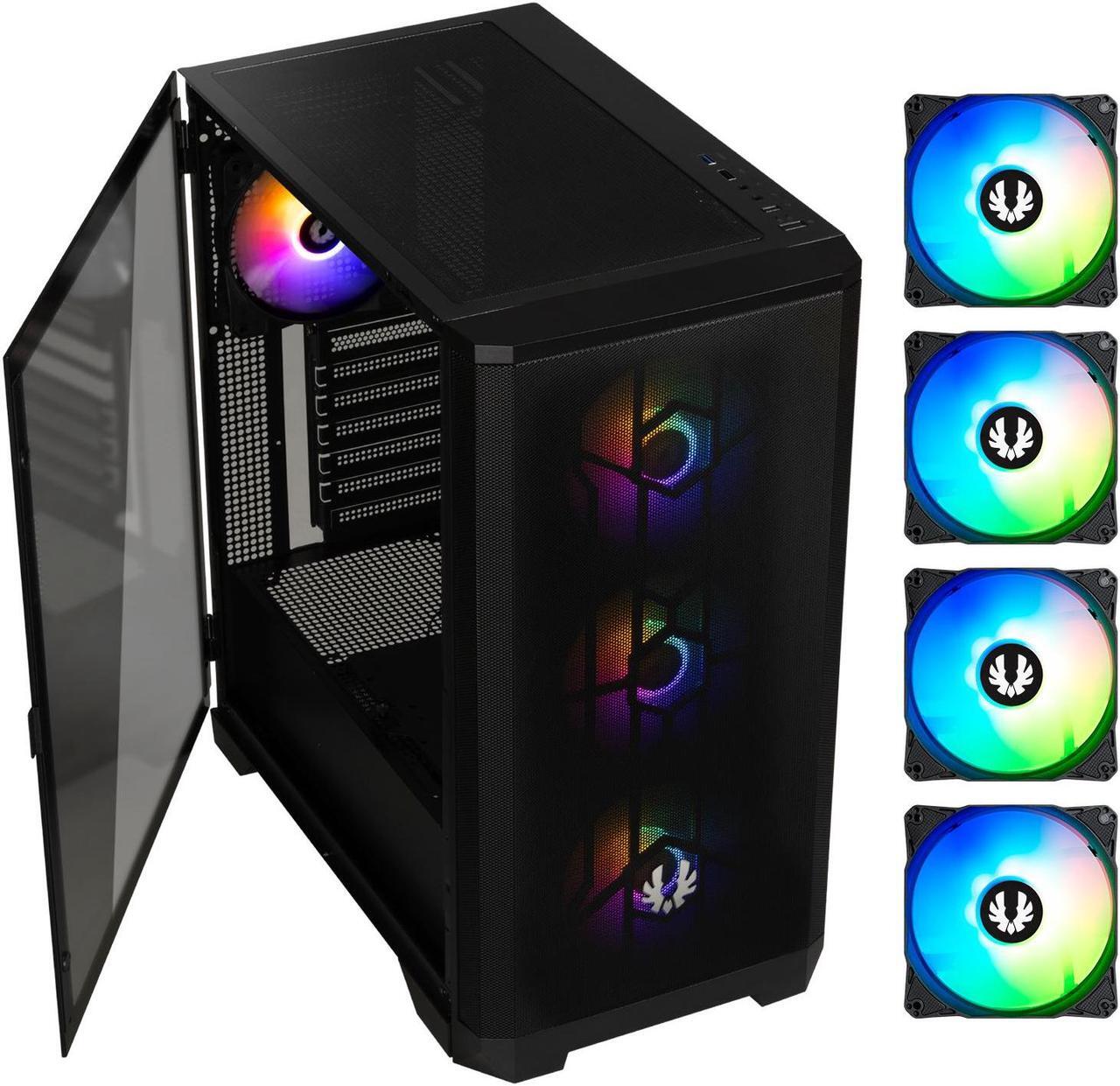 Main image of BitFenix NOVA MESH SE TG ARGB Edition Case, Black Body/Black Mesh, Tempered Glass Side Panel, ATX/Micro ATX/Mini ITX Form Factor, 4 x 3 pin 5V ARGB Fans Pre-installed, BFC-NSE-300-KKGSK-4A