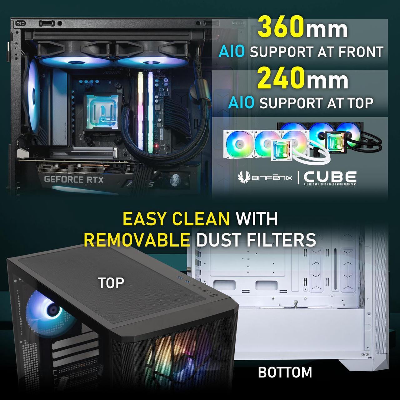 Alt view image 3 of 8 - BitFenix NOVA MESH SE TG ARGB Edition Case, Black Body/Black Mesh, Tempered Glass Side Panel, ATX/Micro ATX/Mini ITX Form Factor, 4 x 3 pin 5V ARGB Fans Pre-installed, BFC-NSE-300-KKGSK-4A