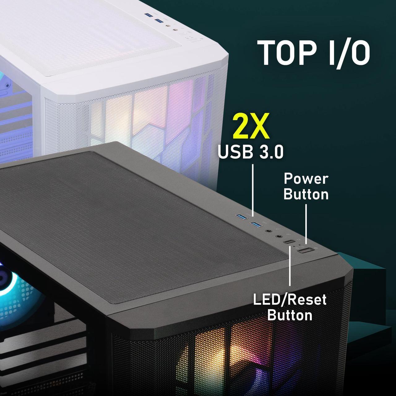 Alt view image 7 of 8 - BitFenix NOVA MESH SE TG ARGB Edition Case, Black Body/Black Mesh, Tempered Glass Side Panel, ATX/Micro ATX/Mini ITX Form Factor, 4 x 3 pin 5V ARGB Fans Pre-installed, BFC-NSE-300-KKGSK-4A