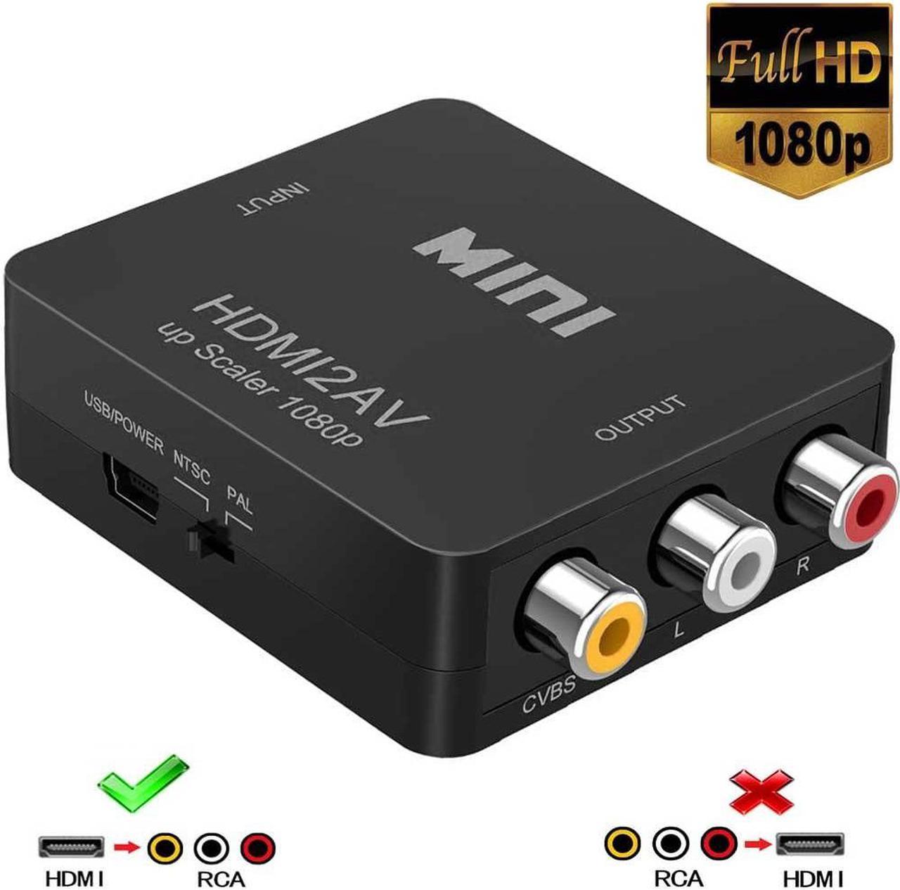 HDMI to RCA, 1080p HDMI to AV 3RCA CVBs Composite Video Audio Converter Adapter Supports PAL/NTSC for TV Stick, Roku, Chromecast, Apple TV, PC, Laptop, Xbox, HDTV, DVD-Black