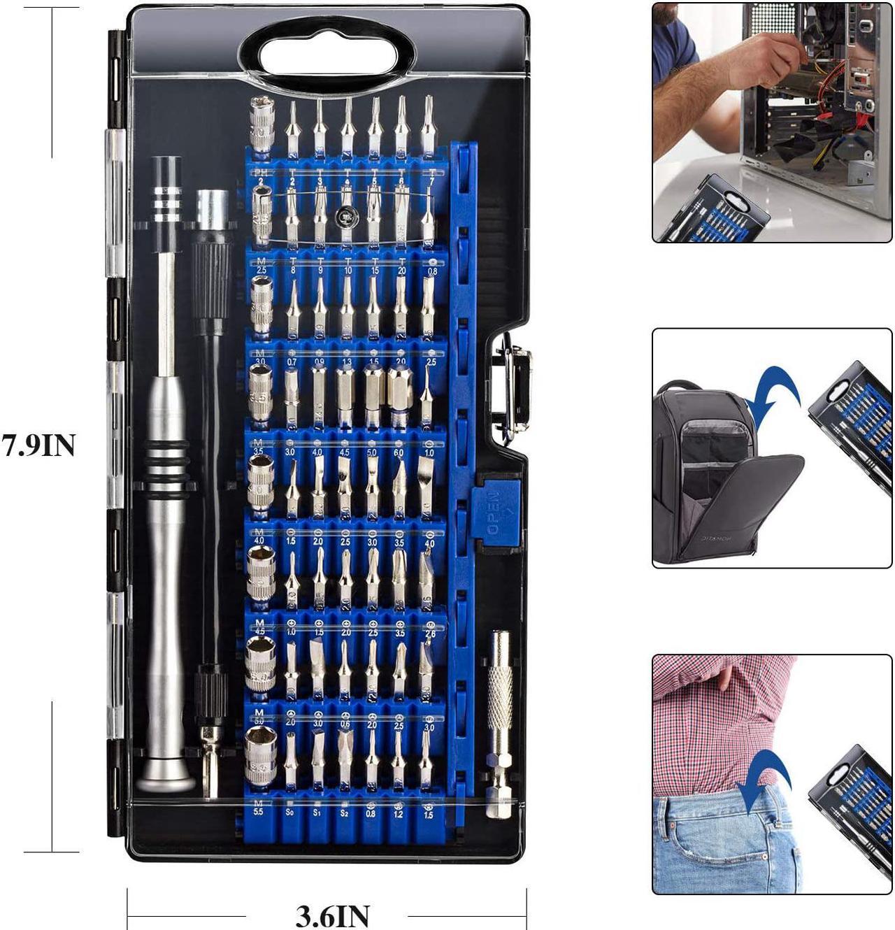 Alt view image 7 of 7 - Aigrous Screwdriver Set for Computer, PC,Phone,iPhone,MacBook,61 in 1 with 56 Bits Screwdriver Kit, Repair Tool Kit with Anti-Static Wrist Strap