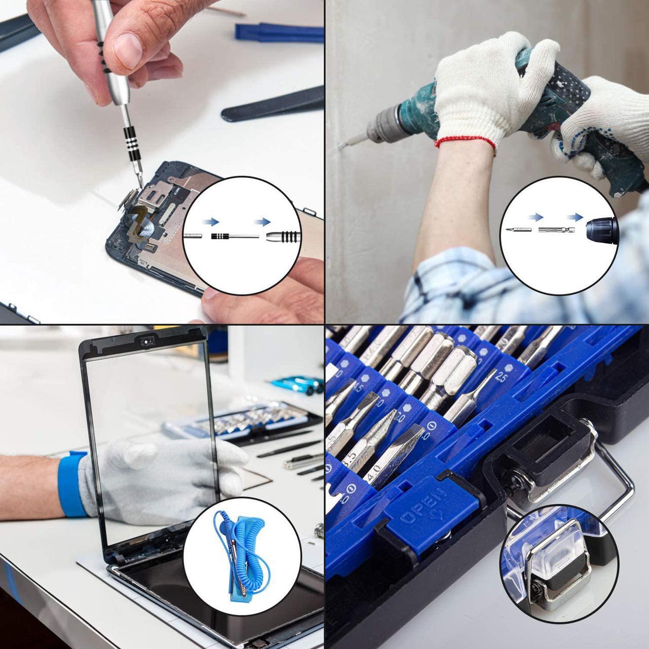 Alt view image 6 of 7 - Aigrous Screwdriver Set for Computer, PC,Phone,iPhone,MacBook,61 in 1 with 56 Bits Screwdriver Kit, Repair Tool Kit with Anti-Static Wrist Strap