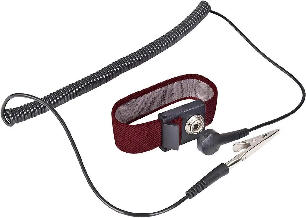 Main image of Anti Static Wrist Strap, Strap Anti Shock Wristband Bracelet with Grounding Wire, Alligator Clip, Extendable Long Cord (Marron)