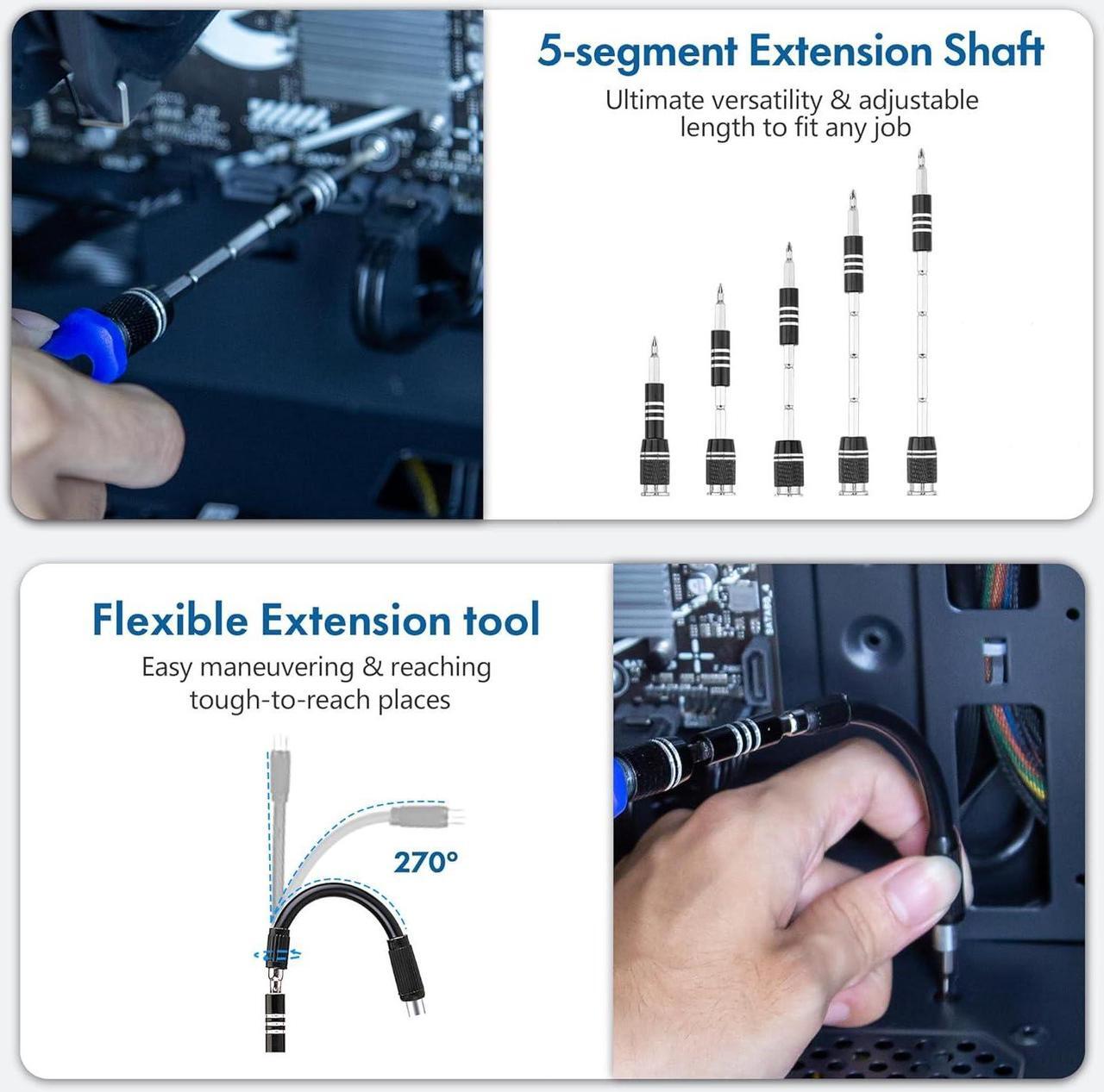 Alt view image 6 of 7 - Aigrous Electronics Precision Screwdriver Sets 164-Piece with 144 Bits Magnetic Repair Tool Kit for iPhone, MacBook, Computer, Laptop, PC, Tablet, PS4, Xbox, Nintendo, Game Console