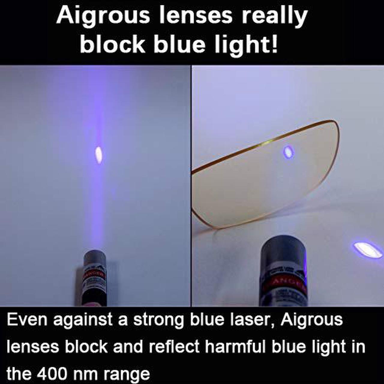 Alt view image 2 of 7 - Aigrous Blue Light Blocking Glasses Amber Tint Anti Glare UV Digital Eyestrain, Unisex (Men/Women)