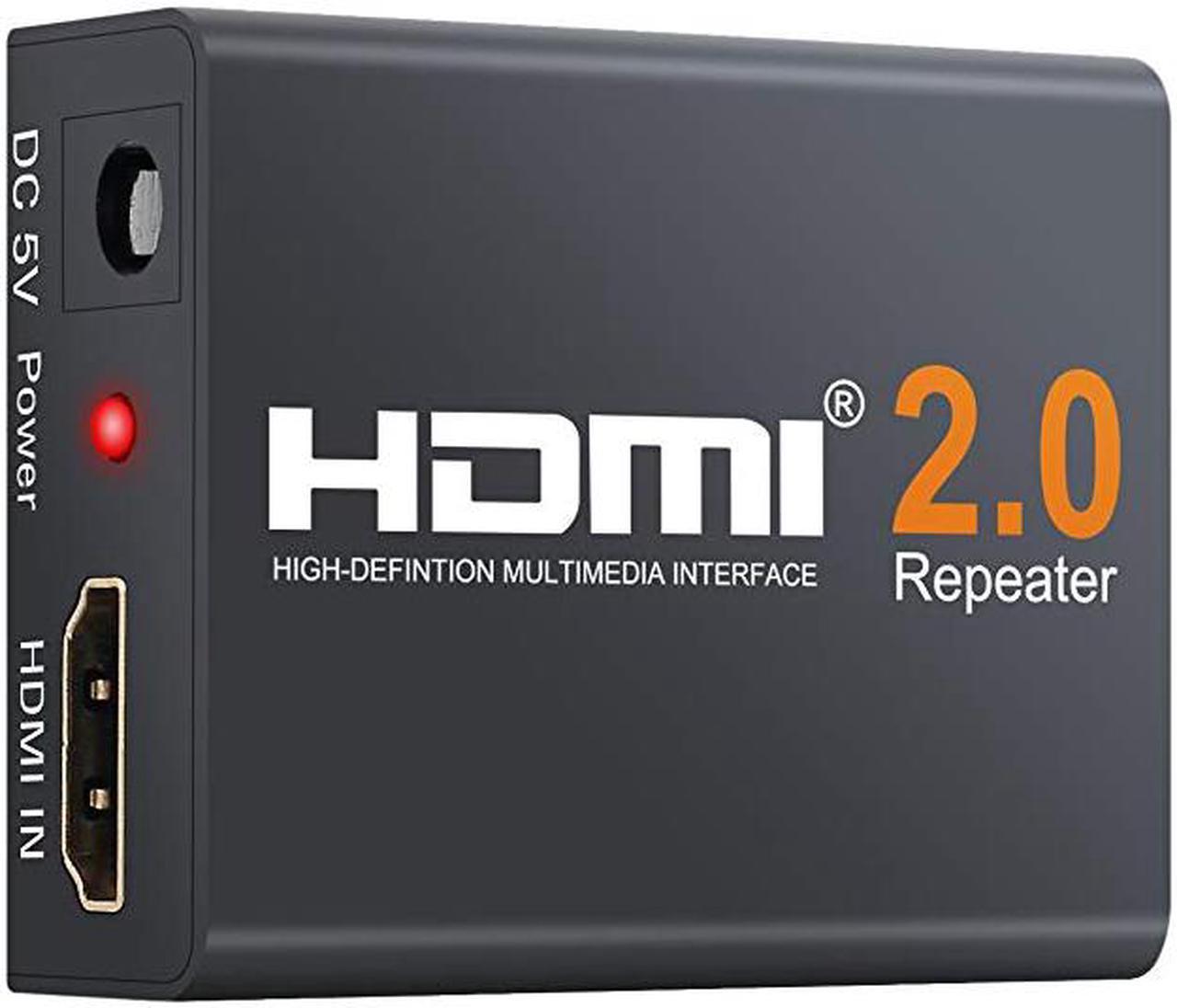 HDMI Booster 2.0, Aigrous 4K2K 1080P 3D HDMI Amplifier Repeater HDMI Powered Signal Amplifier Booster 18Gbps Bandwidth HDCP 2.2 Up to 60m/200ft Transmission Distance