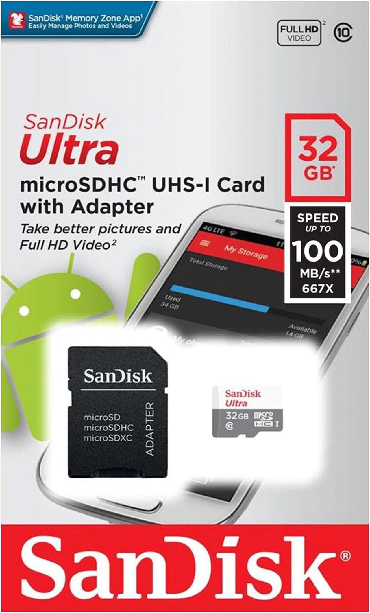Alt view image 3 of 4 - SanDisk 32GB Mobile Ultra microSDHC Class 10 UHS-1 30MB/s Memory Card with SD Adapter Model SDSDQUA-032G-U46A
