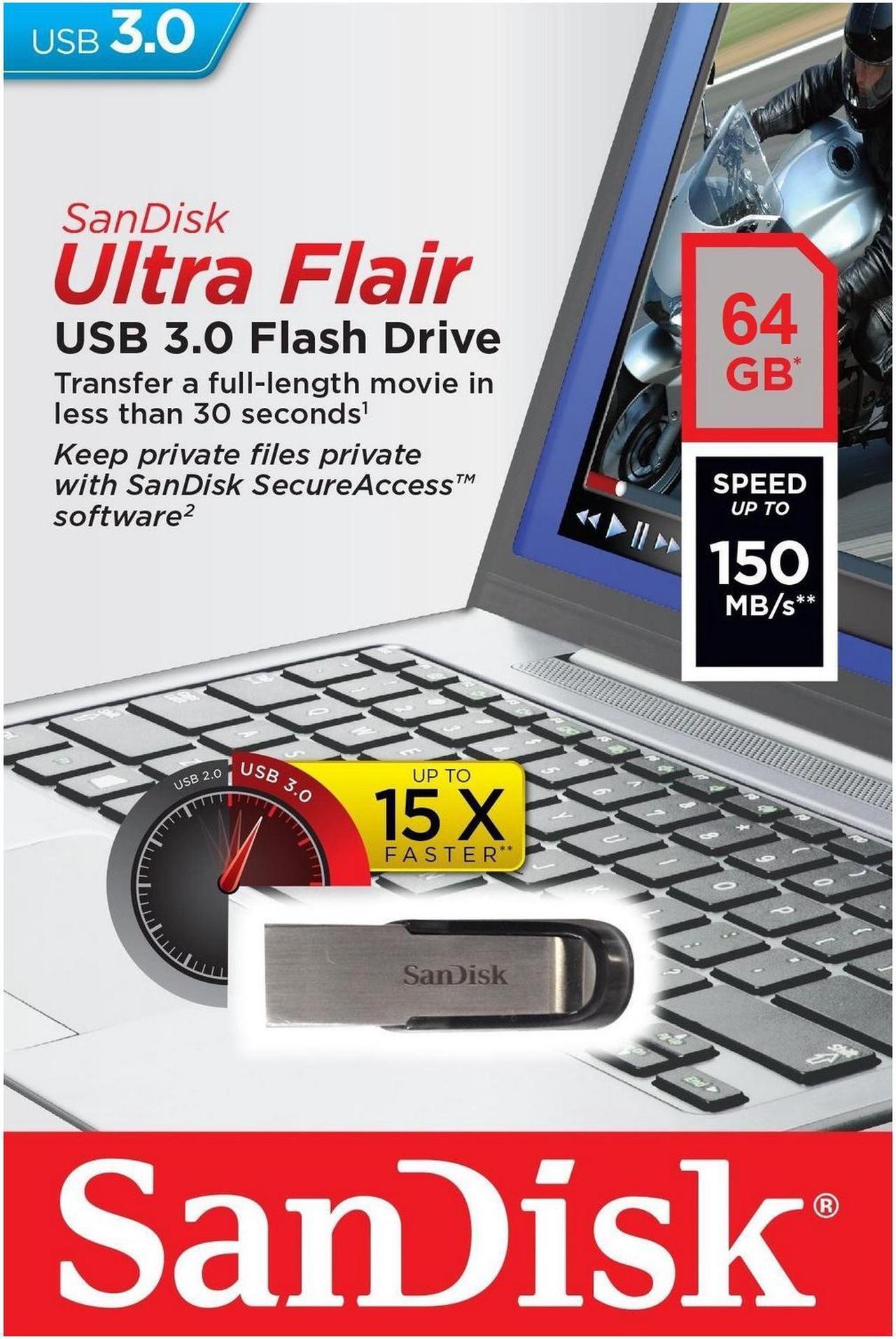 Alt view image 7 of 7 - SanDisk 64GB Ultra Flair CZ73 USB 3.0 Flash Drive, Speed Up to 150MB/s (SDCZ73-064G-G46 )