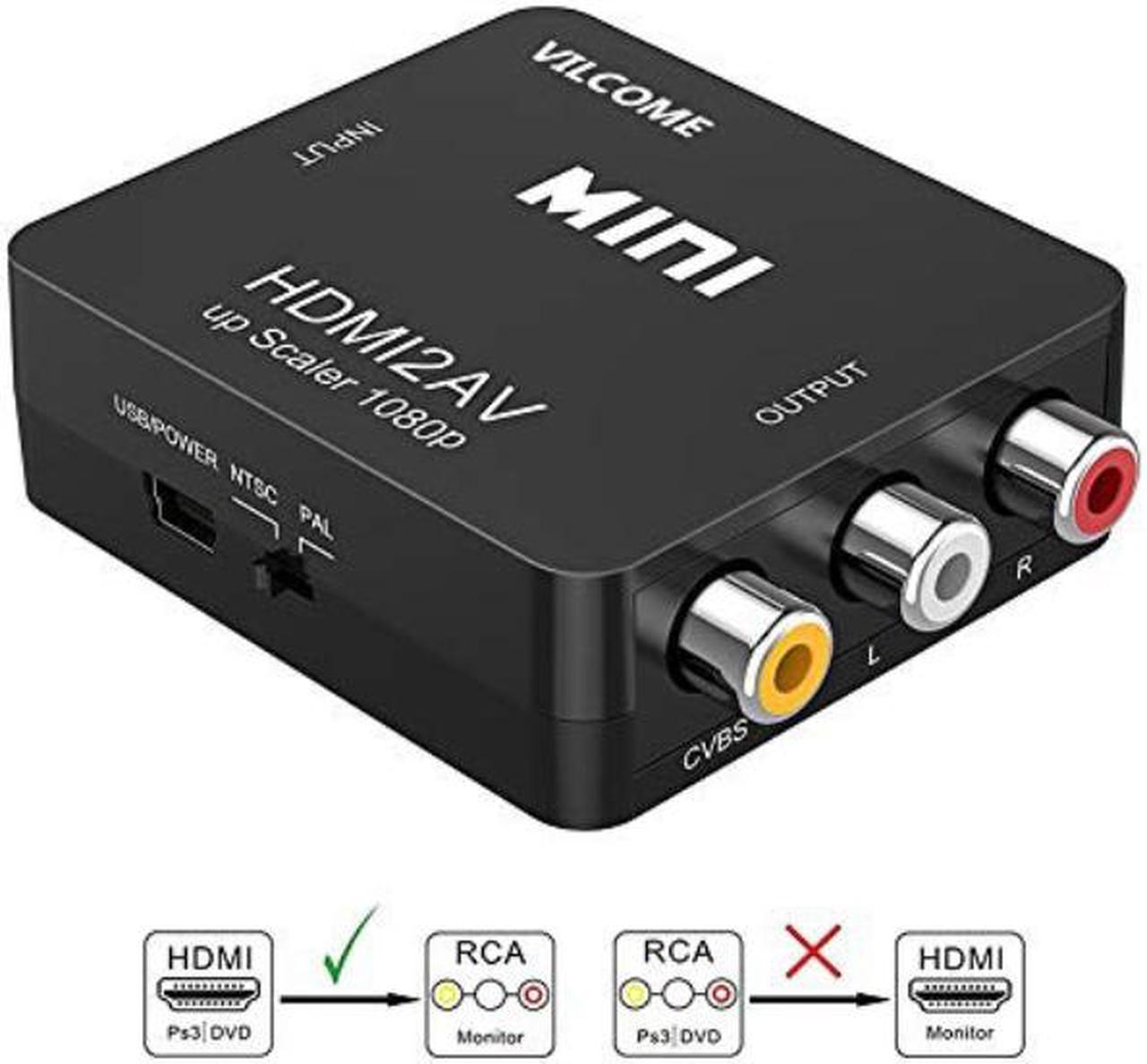 HDMI to AV RCA CVBS Audio Video Converter,PC Laptop to Old CRT TV Adapter-Black