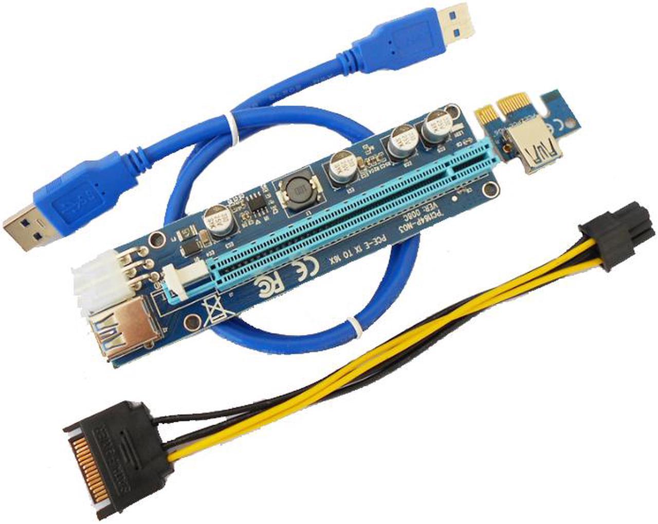 VER 008C PCI-E Riser Express Riser Card 1x to 16x 6Pin PCIe Riser Card for BTC Miner Machine