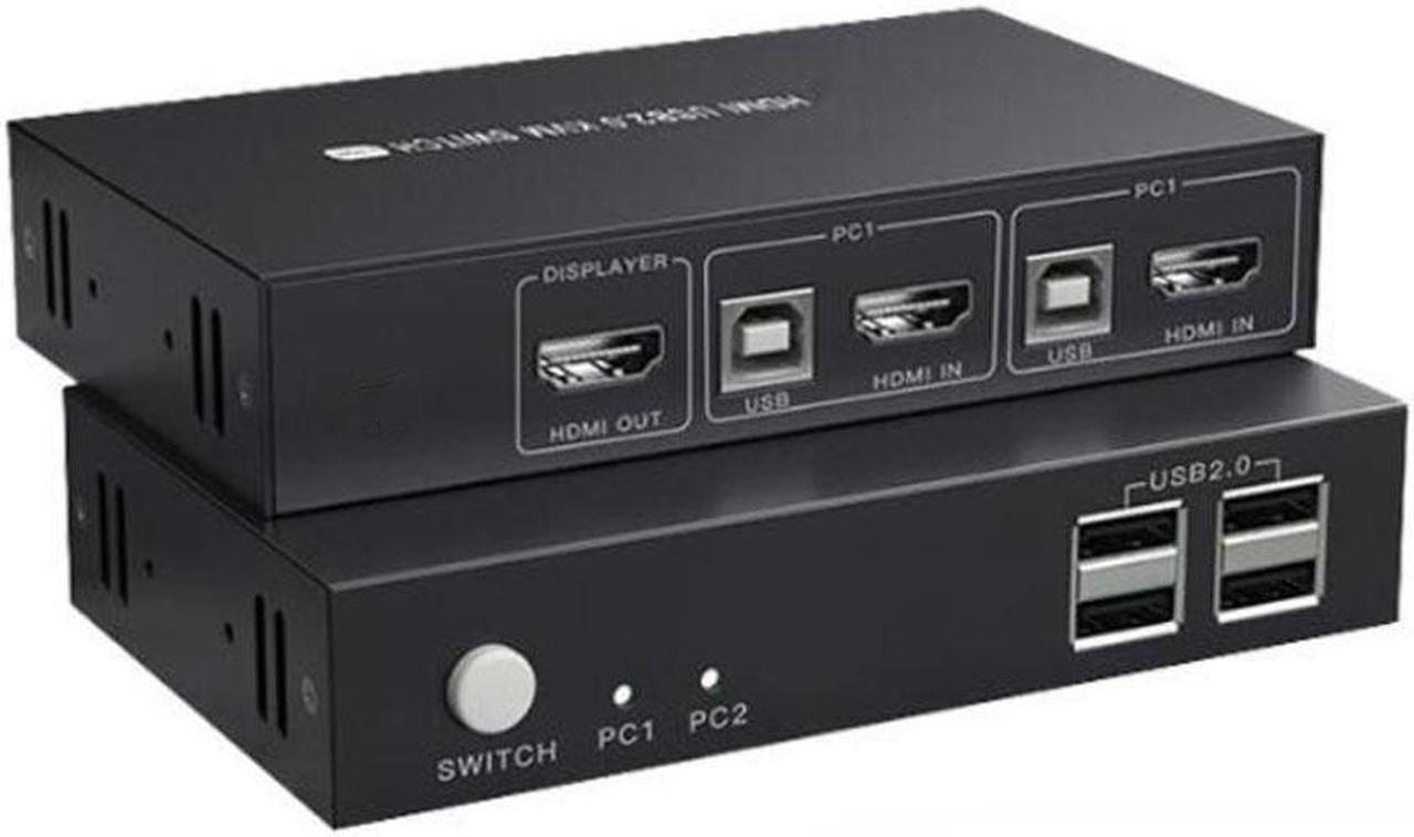 PWAY PW-S7206 2 Ports KVM Switch HDMI, USB HDMI Switches for 2 Computers Share Keyboard Mouse and HD Monitor, Support HD 4K (3840x2160@30hz)