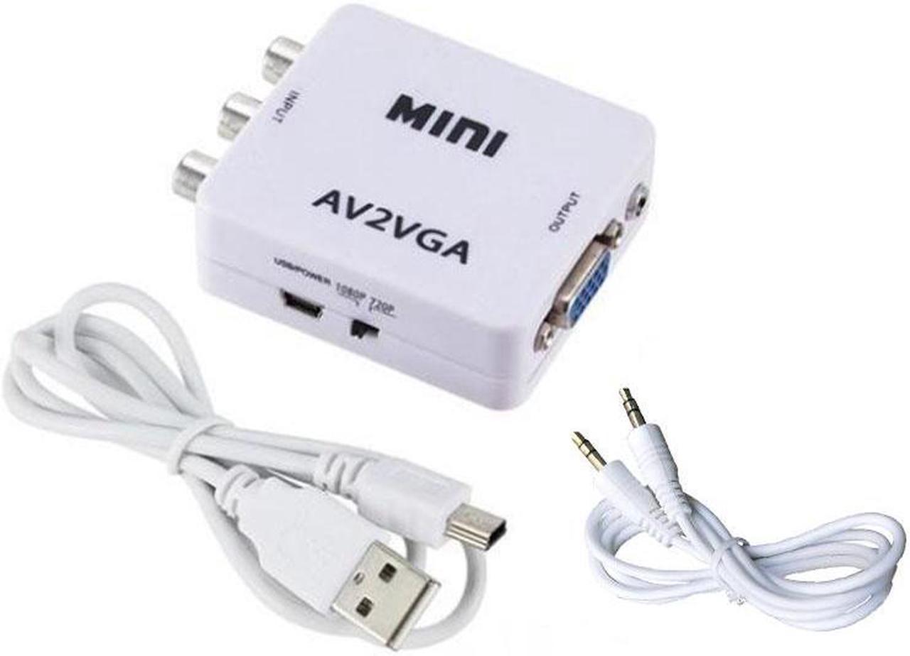 WPIT Mini HD AV/3RCA to VGA AV2VGA Video Converter Adapter,White