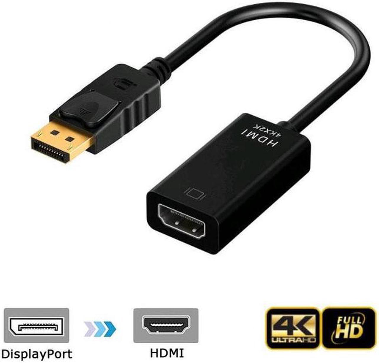 4K DisplayPort to HDMI Adapter, Uni-Directional DP 1.2 Computer to HDMI 1.4 Screen Gold-Plated DP Display Port to HDMI Adapter (Male to Female)