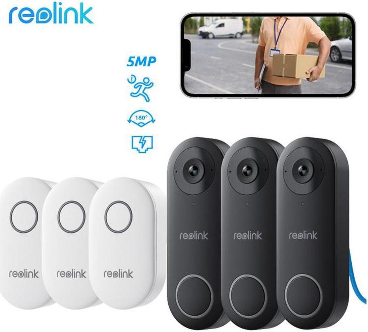 Main image of Reolink 3Pcs Videl Doorbell PoE 5MP Wired PoE Video Doorbell with Chime, Person Detection, Works with Reolink NVRs