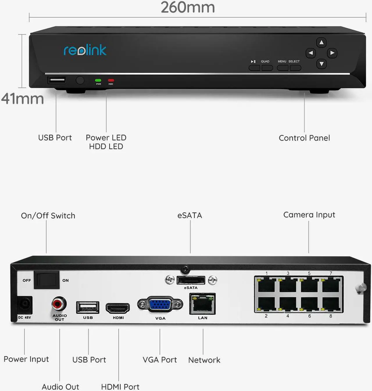 Alt view image 6 of 7 - Reolink 4K PoE NVR 8 Channel Pre-Installed 2TB Hard Drive 4K/5MP/4MP/1080P HD 24/7 Surveillance Recording Home Security Camera System Video Recorder RLN8-410