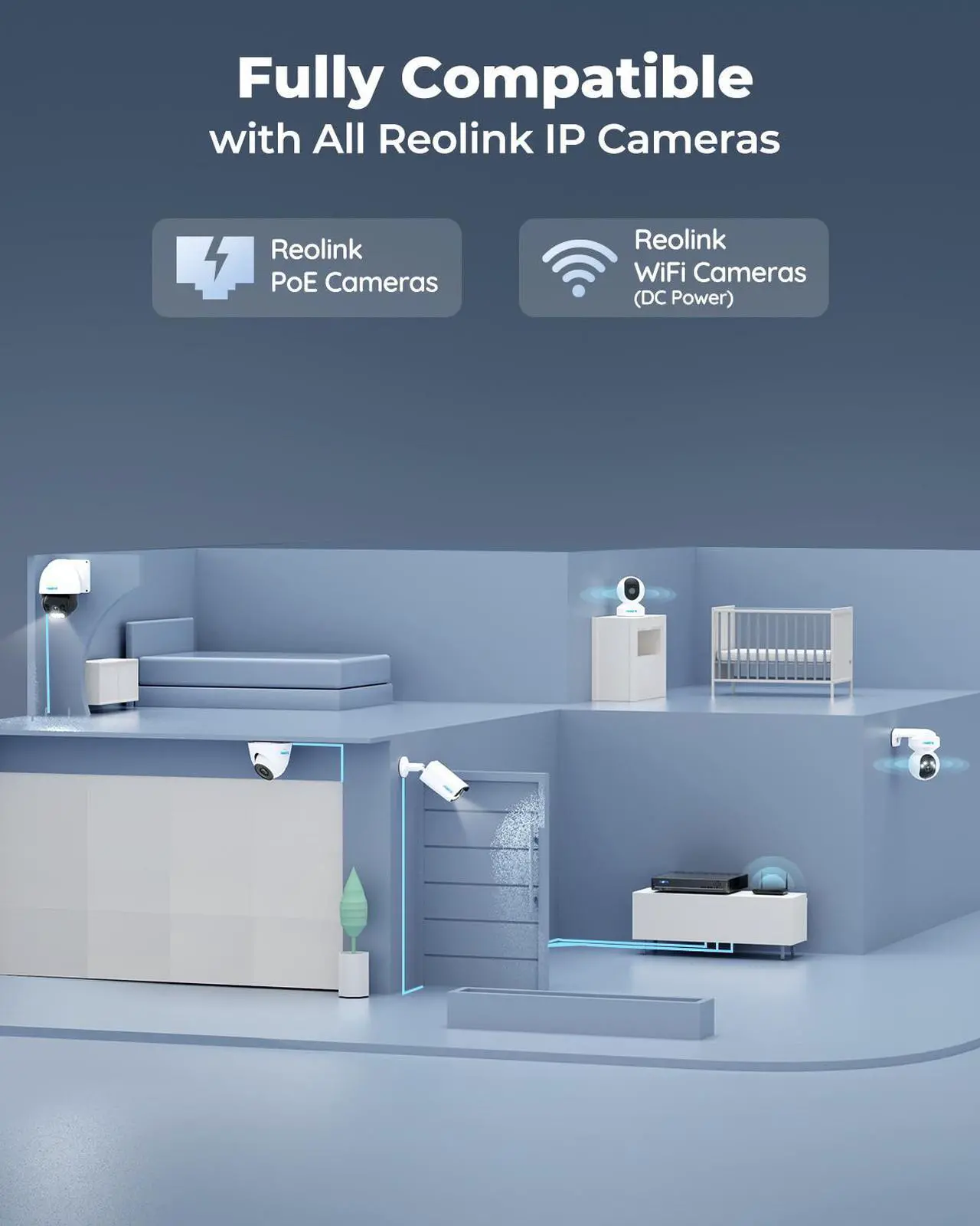 Alt view image 3 of 7 - Reolink 4K PoE NVR 8 Channel Pre-Installed 2TB Hard Drive 4K/5MP/4MP/1080P HD 24/7 Surveillance Recording Home Security Camera System Video Recorder RLN8-410