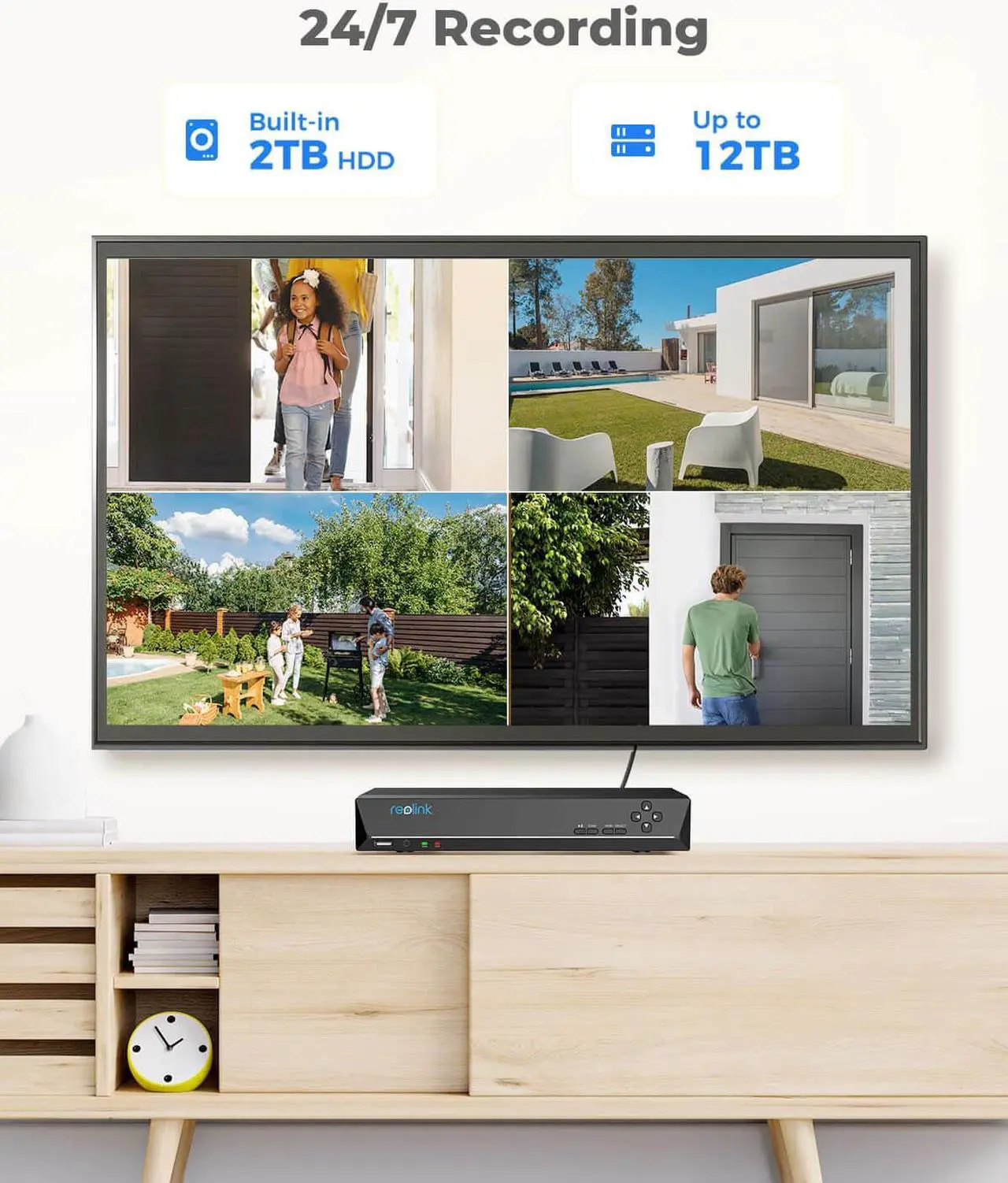 Alt view image 3 of 7 - Reolink 8CH 4K Security Camera System, 4pcs 8MP Smart Person/Vehicle Detection Wired Outdoor PoE IP Cameras and 8CH 2TB HDD NVR for 24/7 Recording, Remote Access - RLK8-810B4-A