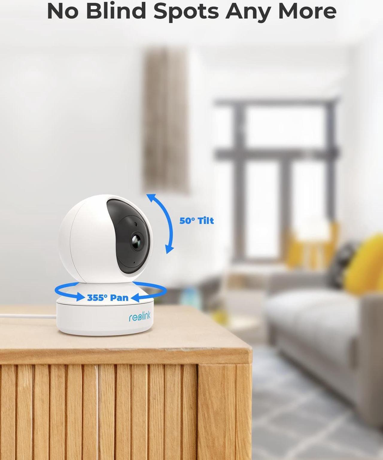 Alt view image 4 of 7 - Reolink E1 Wireless Security Camera, 3MP HD Plug-in Indoor WiFi Camera for Home Security/Baby Monitor/ Pets, Micro SD Card Storage, Pan Tilt, Night Vision, Works with Alexa/Google Assistant