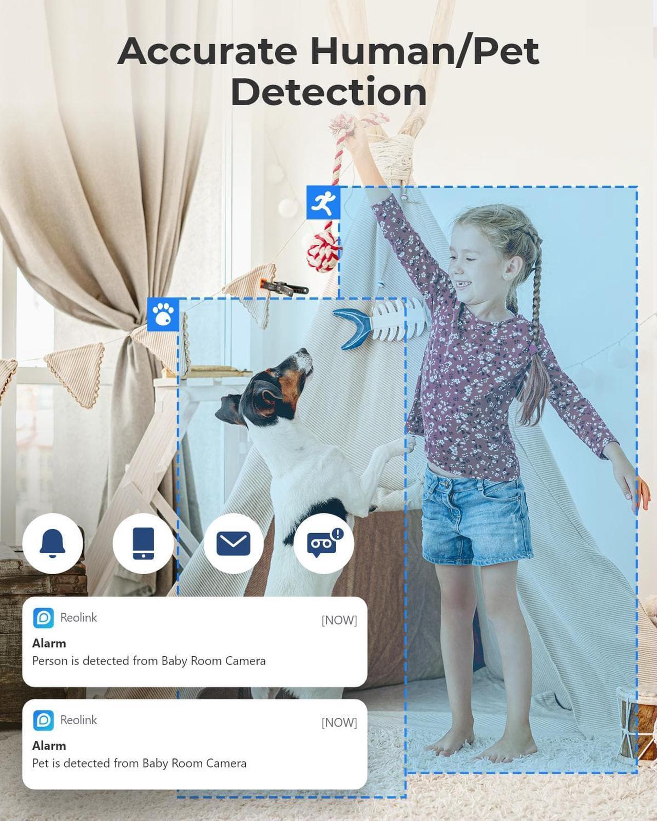 Alt view image 2 of 7 - Reolink E1 Smart Detect 3MP HD Wireless Security Camera, Plug-in Indoor 2.4GHz WiFi Camera for Home Security/Baby Monitor/Pets, Pan Tilt Night Vision Local Storage Works with Alexa/Google Assistant