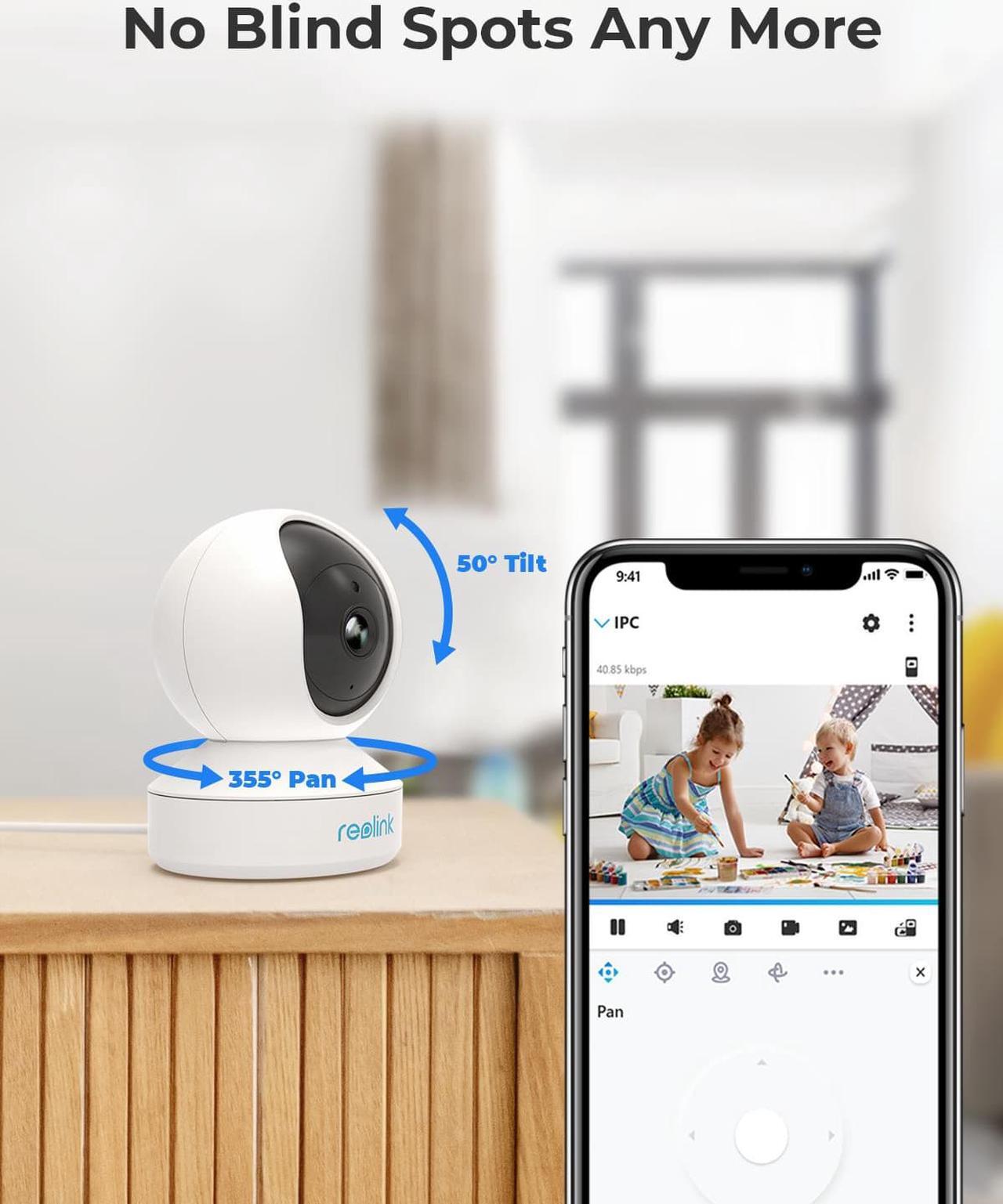 Alt view image 3 of 7 - Reolink E1 Smart Detect 3MP HD Wireless Security Camera, Plug-in Indoor 2.4GHz WiFi Camera for Home Security/Baby Monitor/Pets, Pan Tilt Night Vision Local Storage Works with Alexa/Google Assistant