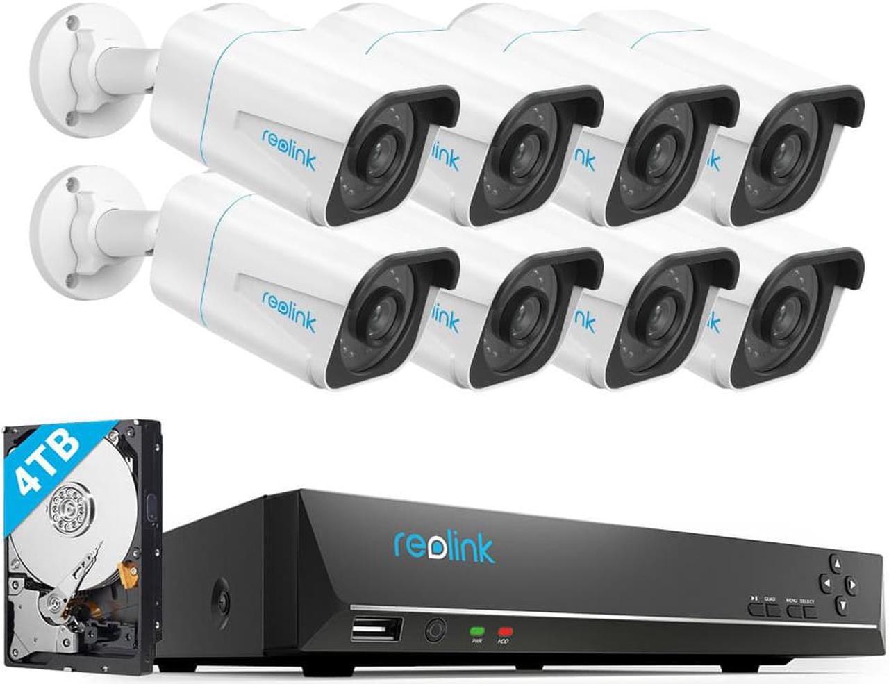 Reolink 16CH 4K Security Camera System, 8pcs 8MP Smart Person/Vehicle Detection Wired Outdoor Audio PoE IP Cameras,16CH 4TB HDD NVR for 24/7 Recording, RLK16-810B8-A