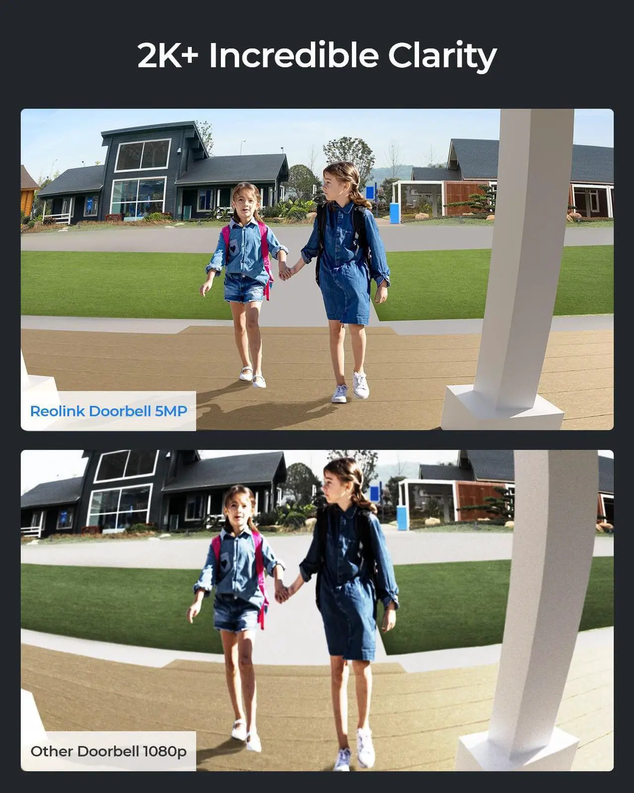 Alt view image 3 of 7 - REOLINK Doorbell Camera Wired, Smart WiFi Video Doorbell w/Chime, 5MP Ultra HD Night Vision, 180 Wide Angle Motion Human Detection, 5G/2.4GHz WiFi, 2 Way Talk, Local Storage Works w/Google Assistant
