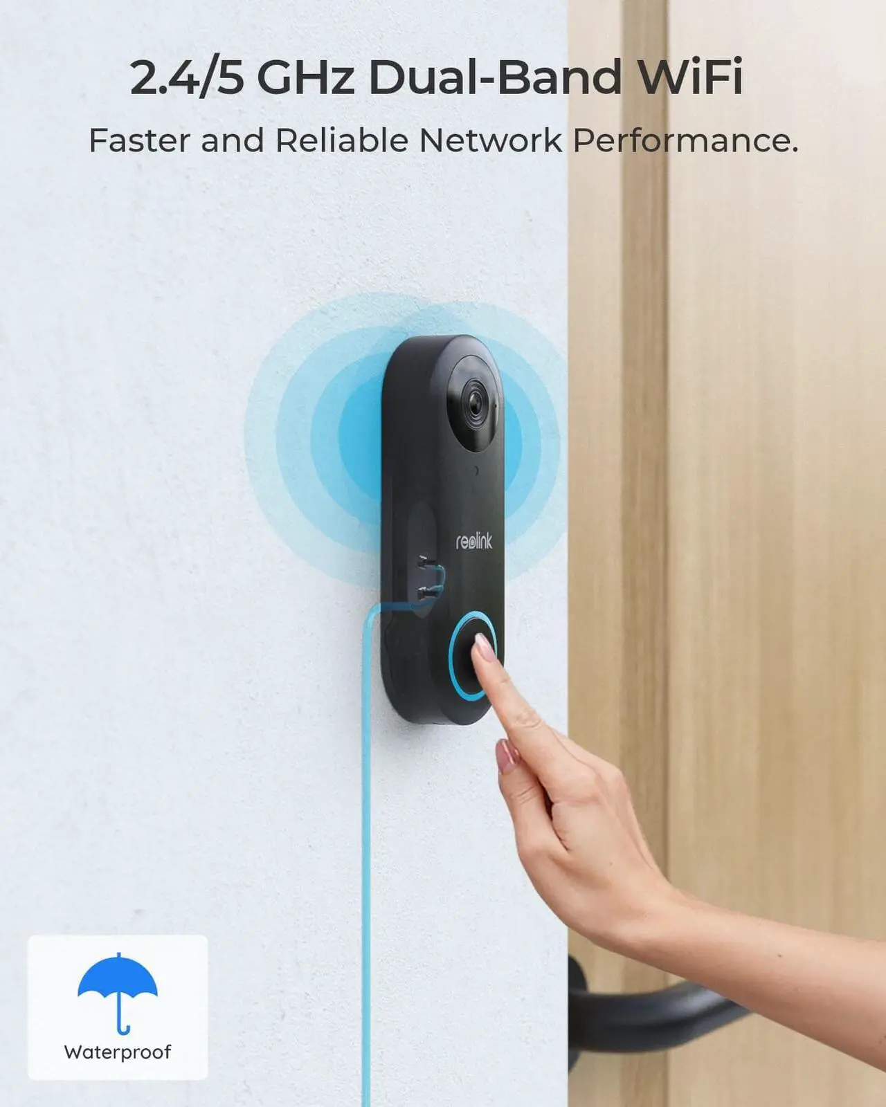 Alt view image 6 of 7 - REOLINK Doorbell Camera Wired, Smart WiFi Video Doorbell w/Chime, 5MP Ultra HD Night Vision, 180 Wide Angle Motion Human Detection, 5G/2.4GHz WiFi, 2 Way Talk, Local Storage Works w/Google Assistant