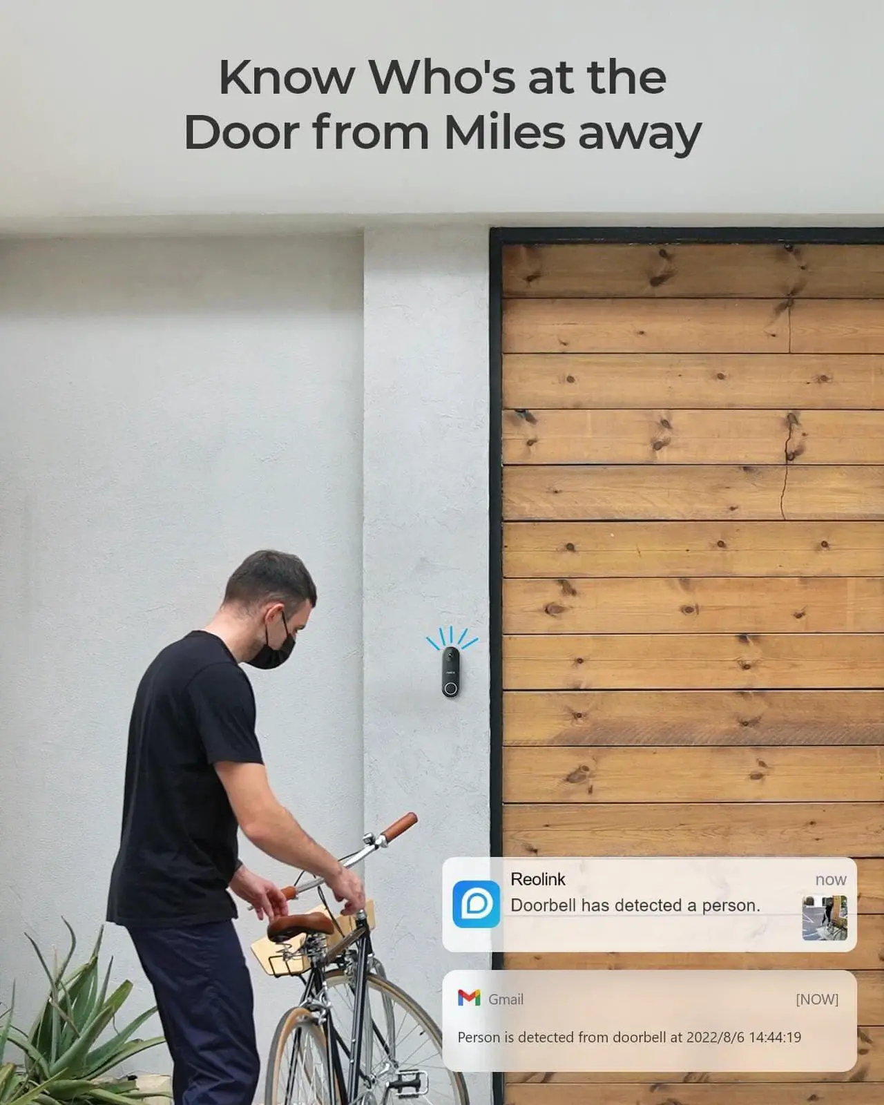 Alt view image 7 of 7 - REOLINK Doorbell Camera Wired, Smart WiFi Video Doorbell w/Chime, 5MP Ultra HD Night Vision, 180 Wide Angle Motion Human Detection, 5G/2.4GHz WiFi, 2 Way Talk, Local Storage Works w/Google Assistant