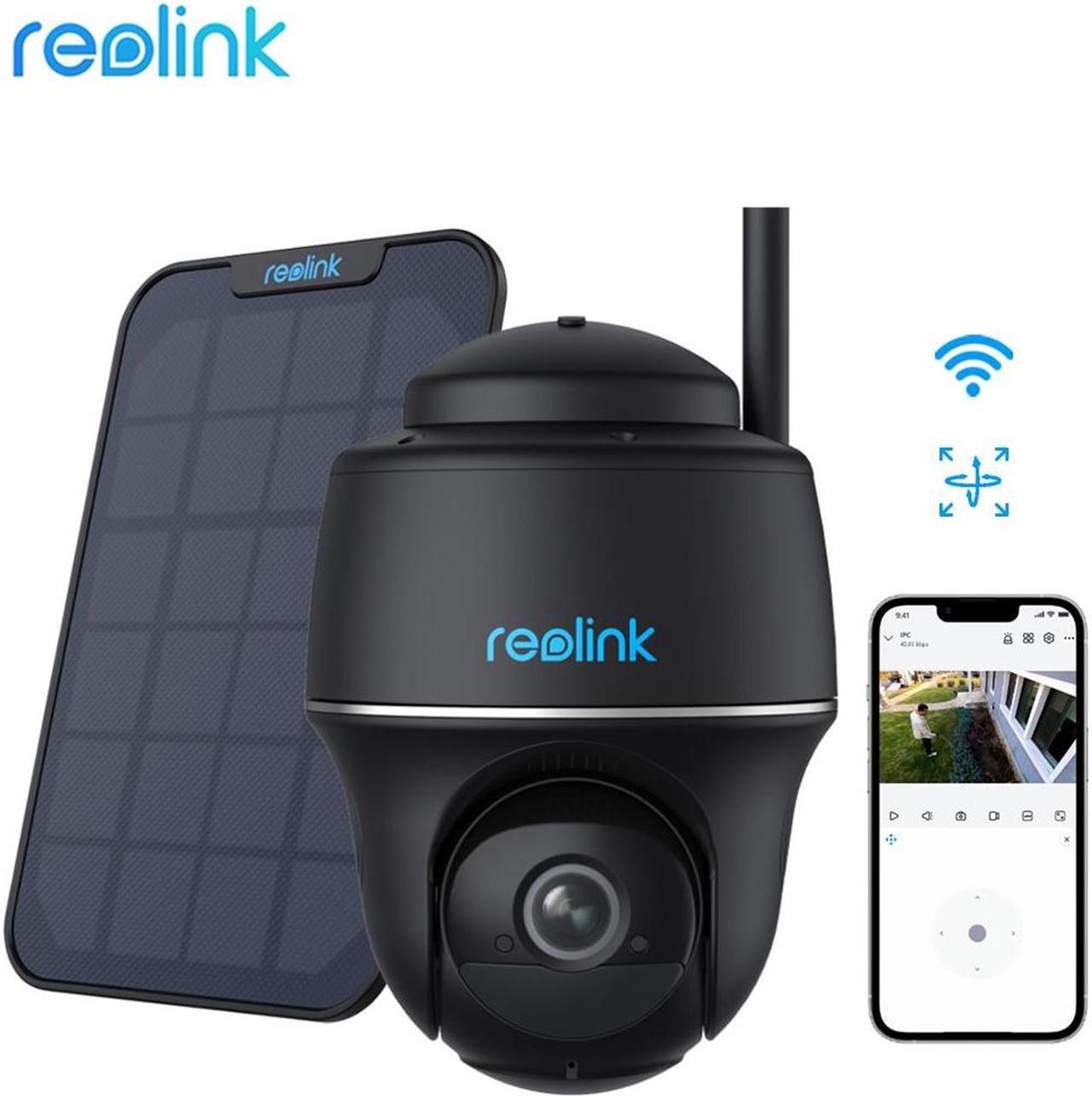 Reolink 5MP Pan Tilt 2.4/5GHz WIFI Outdoor Security Battery-Powered Camera, Smart Person/Vehicle Detect, 2-way Audio, PIR Motion Support Google Assistant - Argus Series Cam+Solar Panel - Black