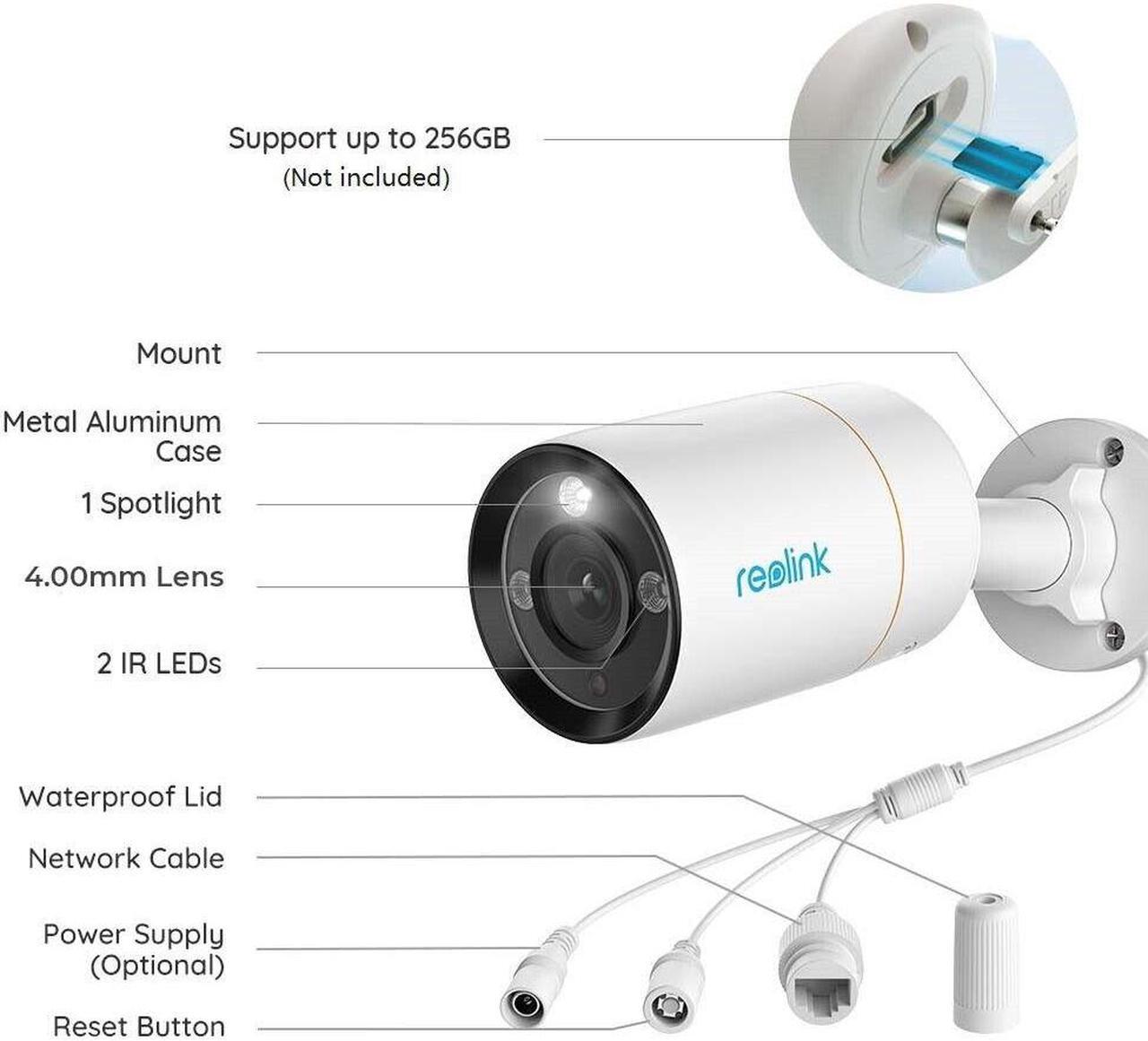 Alt view image 6 of 7 - Reolink RLC-1212A 12MP 6K PoE Bullet Security Camera with Powerful Spotlight, Smart Person/Vehicle Detect, 2-way Audio 2 Cameras