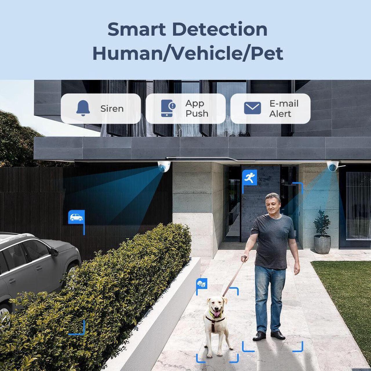 Alt view image 5 of 7 - REOLINK 12MP 8CH PoE Security System, 4pcs H.265 12MP Domes Cameras Wired, Person/Vehicle/Pet Detection 2-Way Talk Spotlights Color Night Vision, 8CH NVR with 2TB HDD-RLK8-1200D4-A