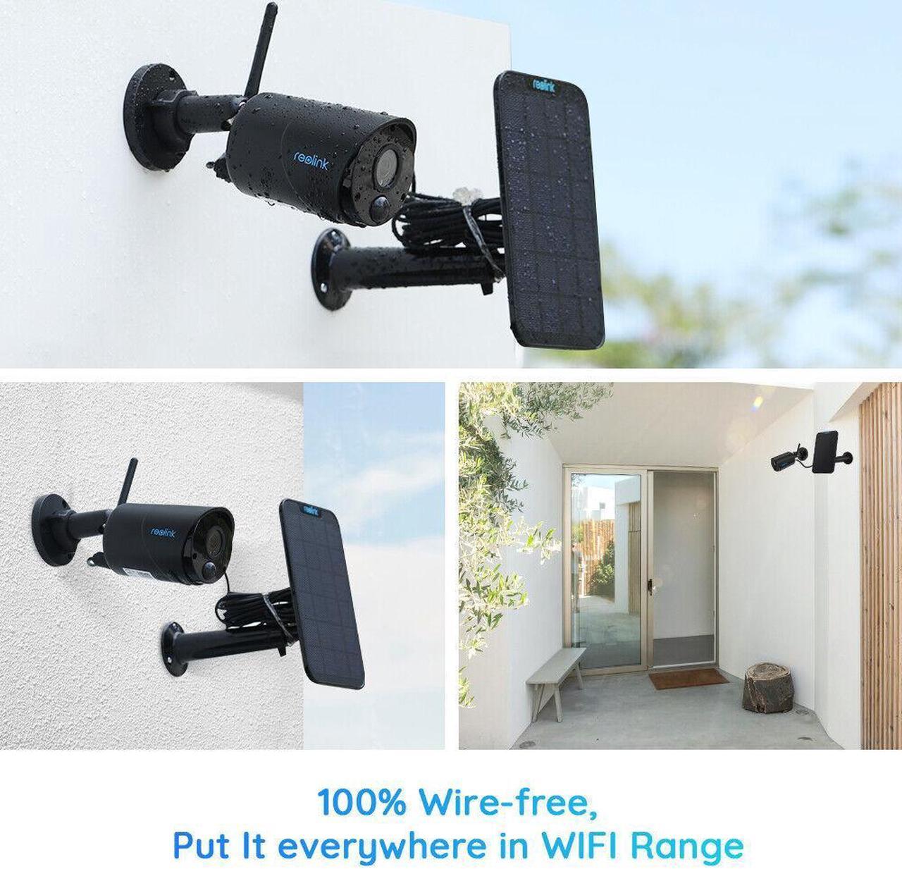 Alt view image 6 of 7 - Reolink Argus Eco Black with Black Solar Panel, Security Camera Solar Battery Powered Outdoor, Smart PIR Motion Detection, Two-Way Talk