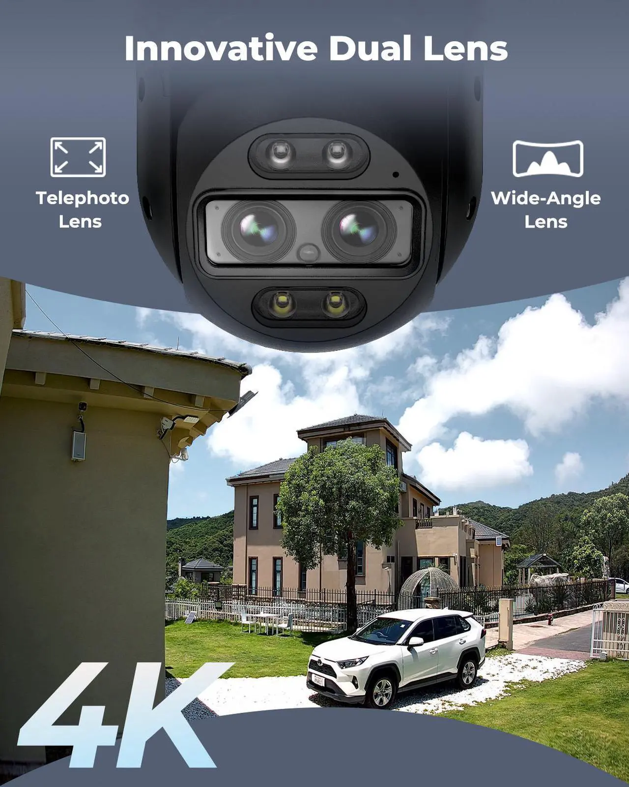 Alt view image 3 of 7 - Reolink 4K 8MP Dual Lens Outdoor Security Camera, PTZ Camera with Auto Tracking, 2.4/5GHz WiFi Smart Person/Vehicle Detection, 6X Hybrid Zoom, Color Night Vision, TrackMix WiFi Gray