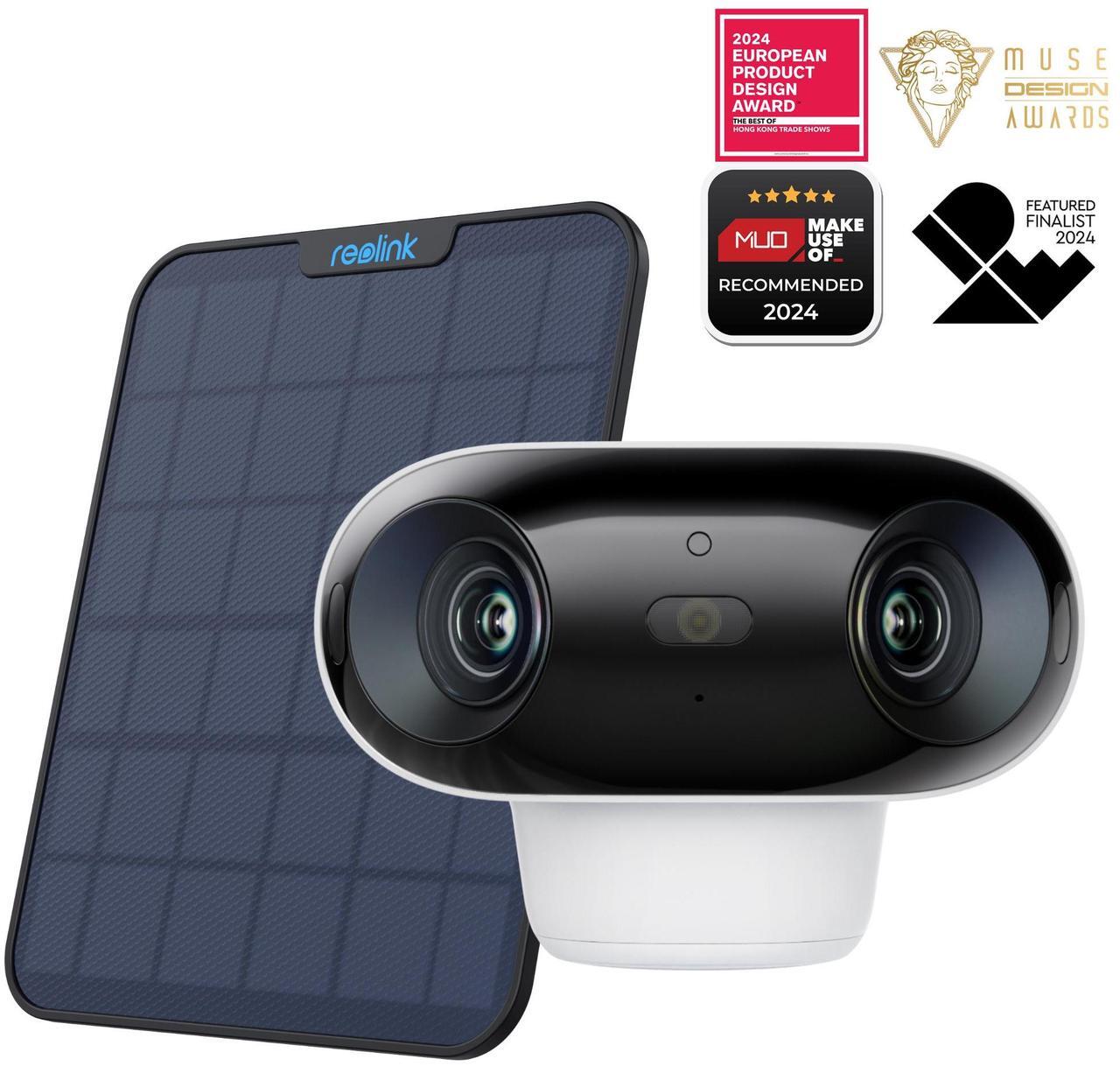 Main image of Reolink Argus 4 Pro with With 6W Black Solar Panel 4K Battery Camera ColorX Night Vision, 180° Blindspot-Free View, Outdoor Camera with Dual-Band Wi-Fi 6, Smart AI Detection, Home Hub Compatible