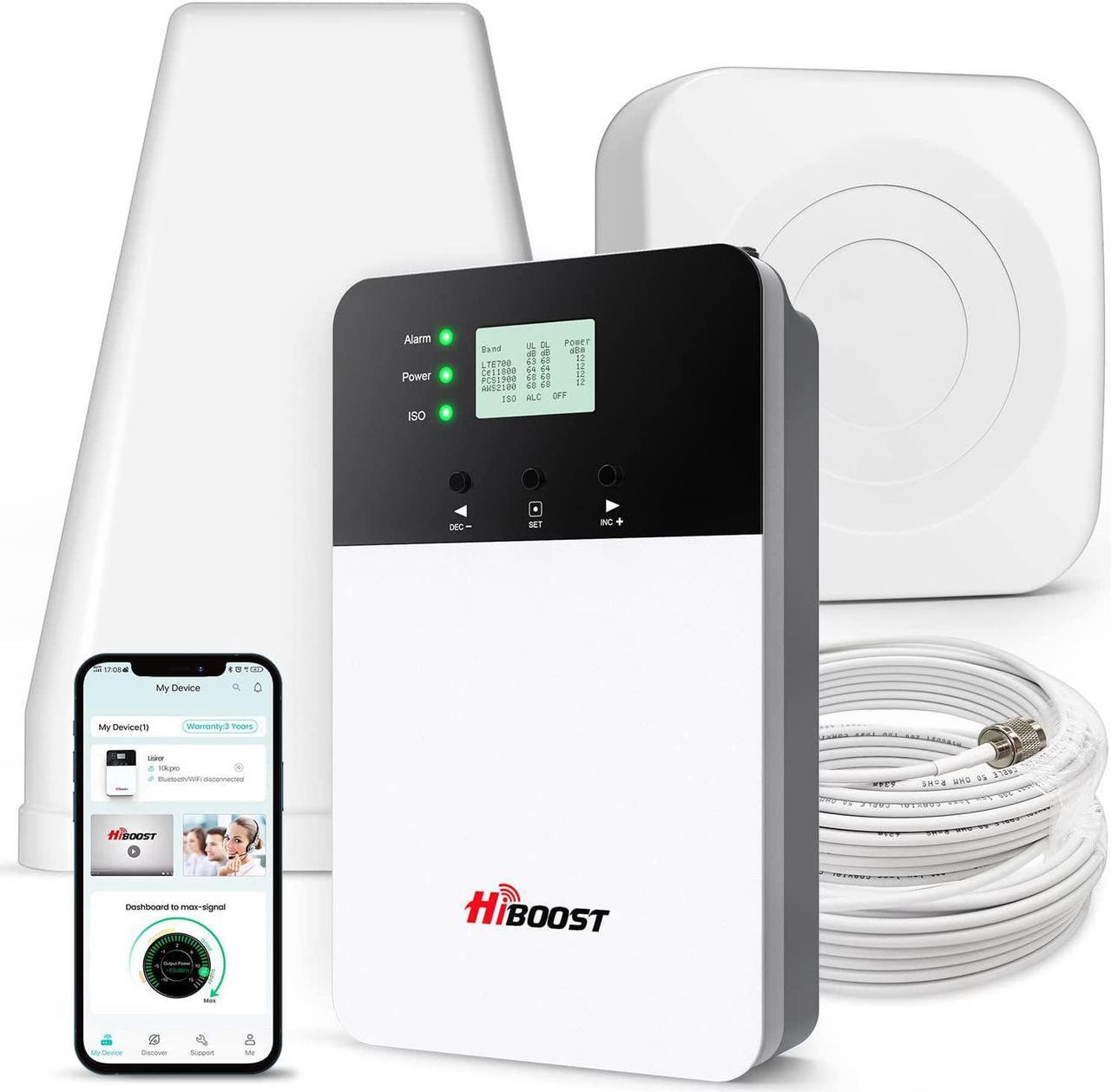 Main image of HiBoost 10K Plus Pro Cell Phone Signal Booster, Support up to 8,000 sq ft, Upgrade Kit with 2 Indoor Antennas