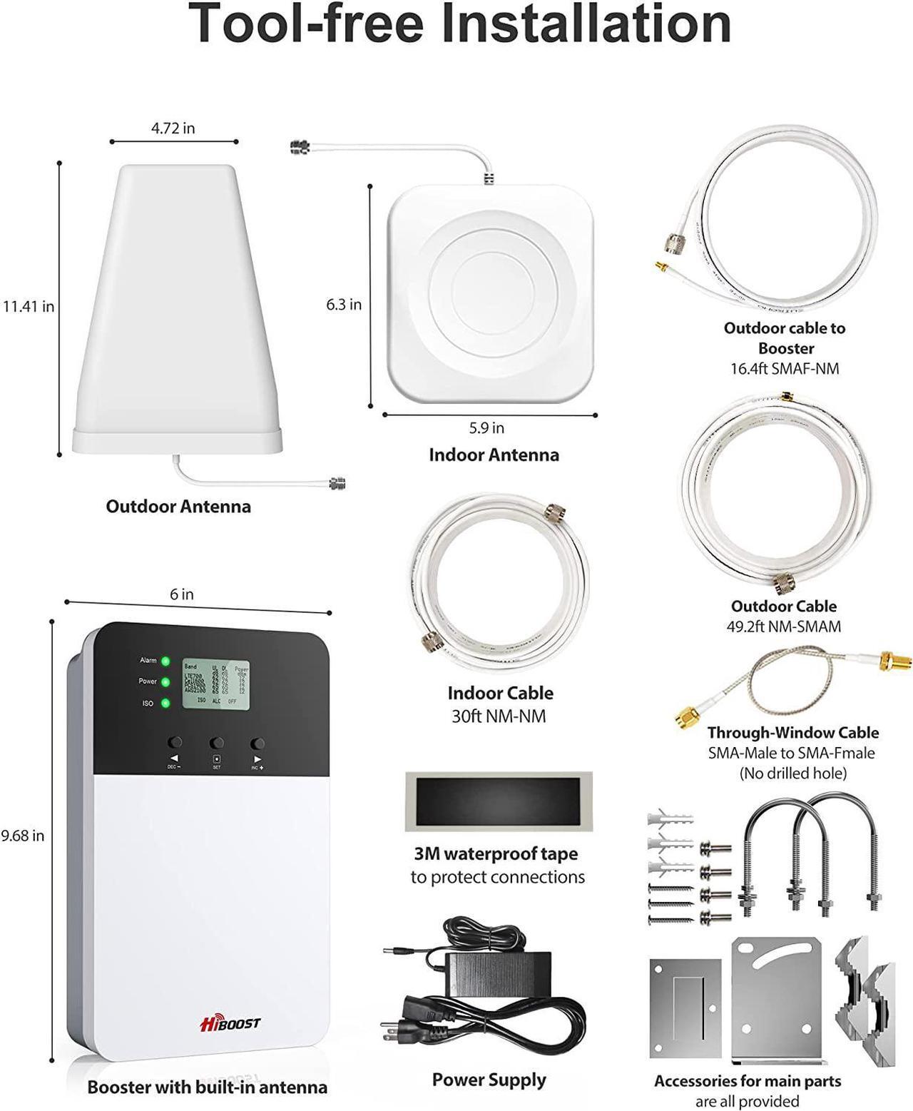 Alt view image 4 of 5 - HiBoost 10K Plus Pro Cell Phone Signal Booster, Support up to 8,000 sq ft, Upgrade Kit with 2 Indoor Antennas