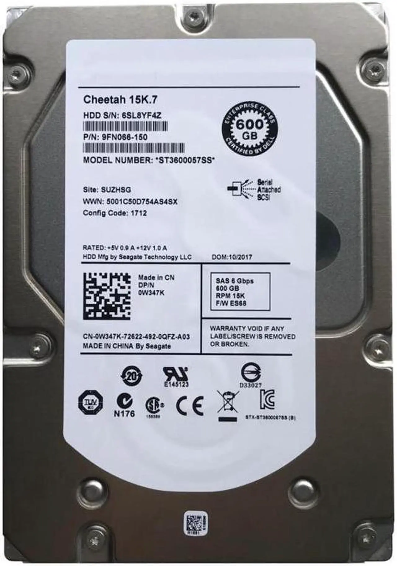 Alt view image 2 of 3 - Seagate Cheetah 15K.7 ST3600057SS-RFS 600GB 15000 RPM 16MB Cache SAS 6Gb/s 3.5" Internal Hard Drive Bare Drive