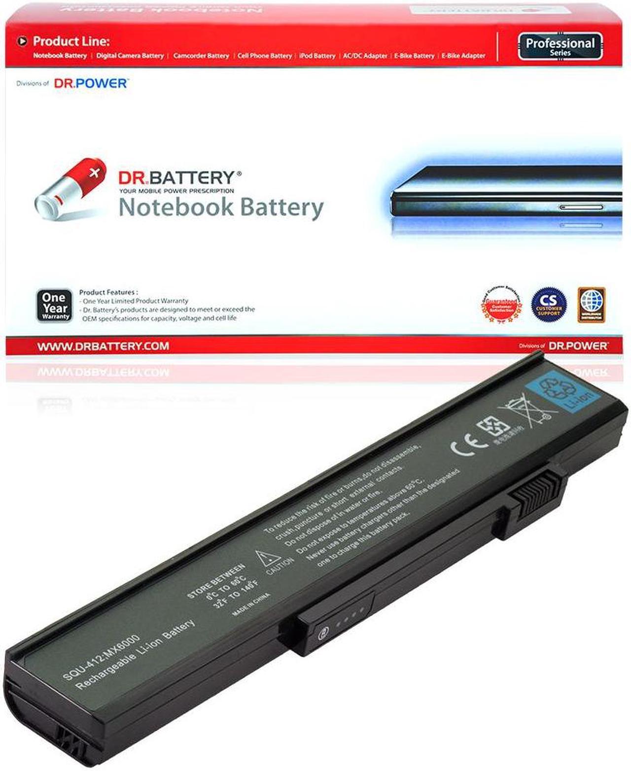 Main image of DR. BATTERY 6MSBG Battery Compatible with Gateway SQU-412 M360 M685 106214 106868 1533557 1533558 3S2P PA6A 3UR18650F-2-QC-MA1 AHA63224819 6000 6500 8515GZ 6010GZ [11.1V / 49Wh]