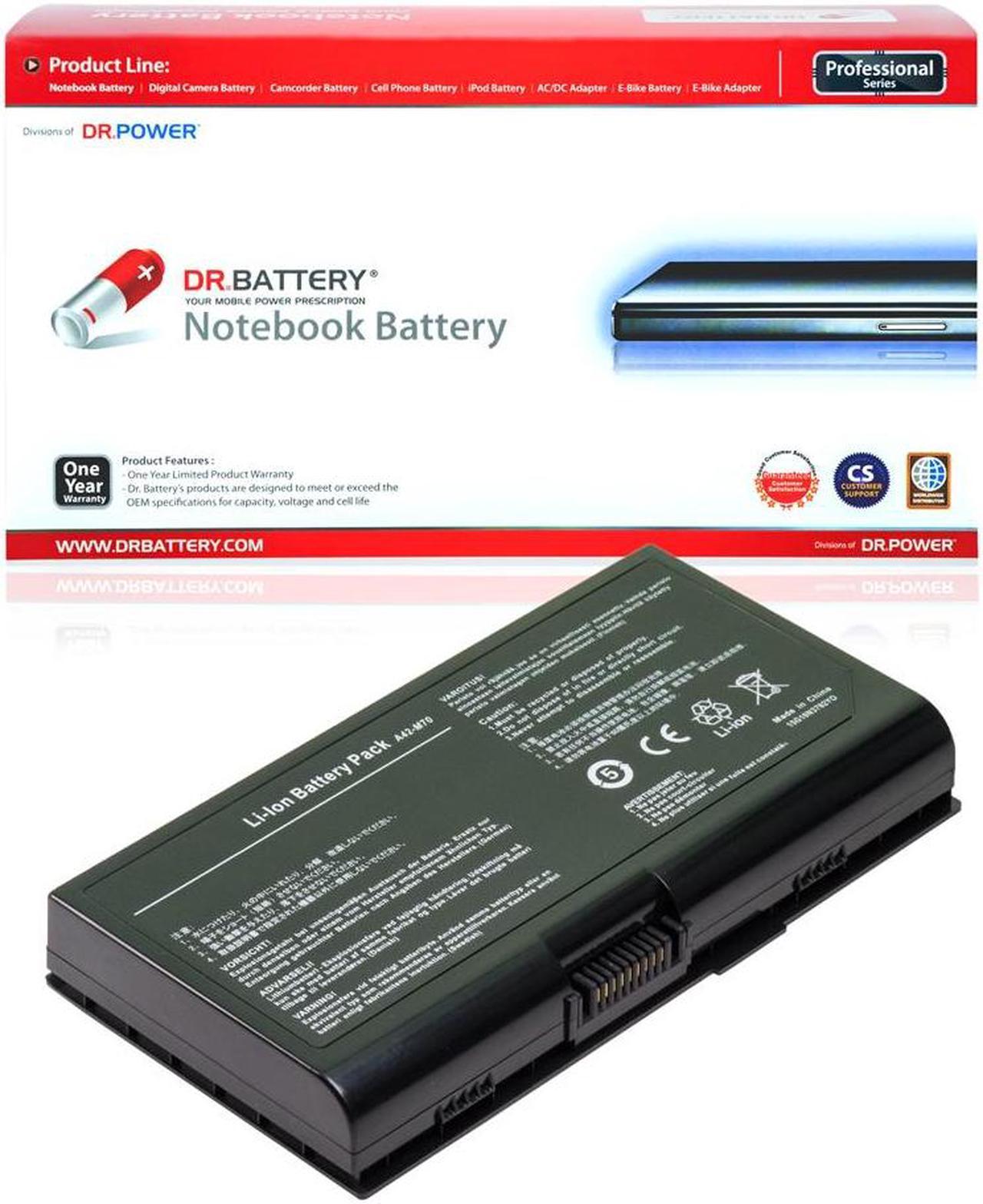 DR. BATTERY A42-M70 A41-M70 Battery Replacement for Asus M70 N70 N90 X71 X72 G71 G72 F70 F70S F70SL G71G G71GX G72X G71V G71VG A32-F70 X72VR X72F X71VN M70L M70S M70V N70S N90S Series [14.8V / 65Wh]