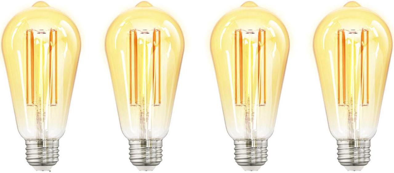 Main image of eco4life Smart LED Amber Filament Bulb, ST19 Edison, 60W Equivalent, E26/E27 Base, Dimmable, Compatible with Amazon Alexa, Google Assistant, Siri- No Hub Required (4 Pack)