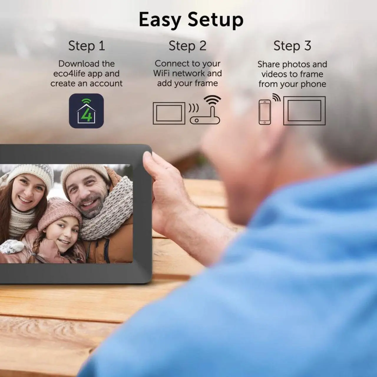 Alt view image 11 of 16 - Eco4Life 10.1" WiFi Digital Picture Frame with Photo/Video Sharing
